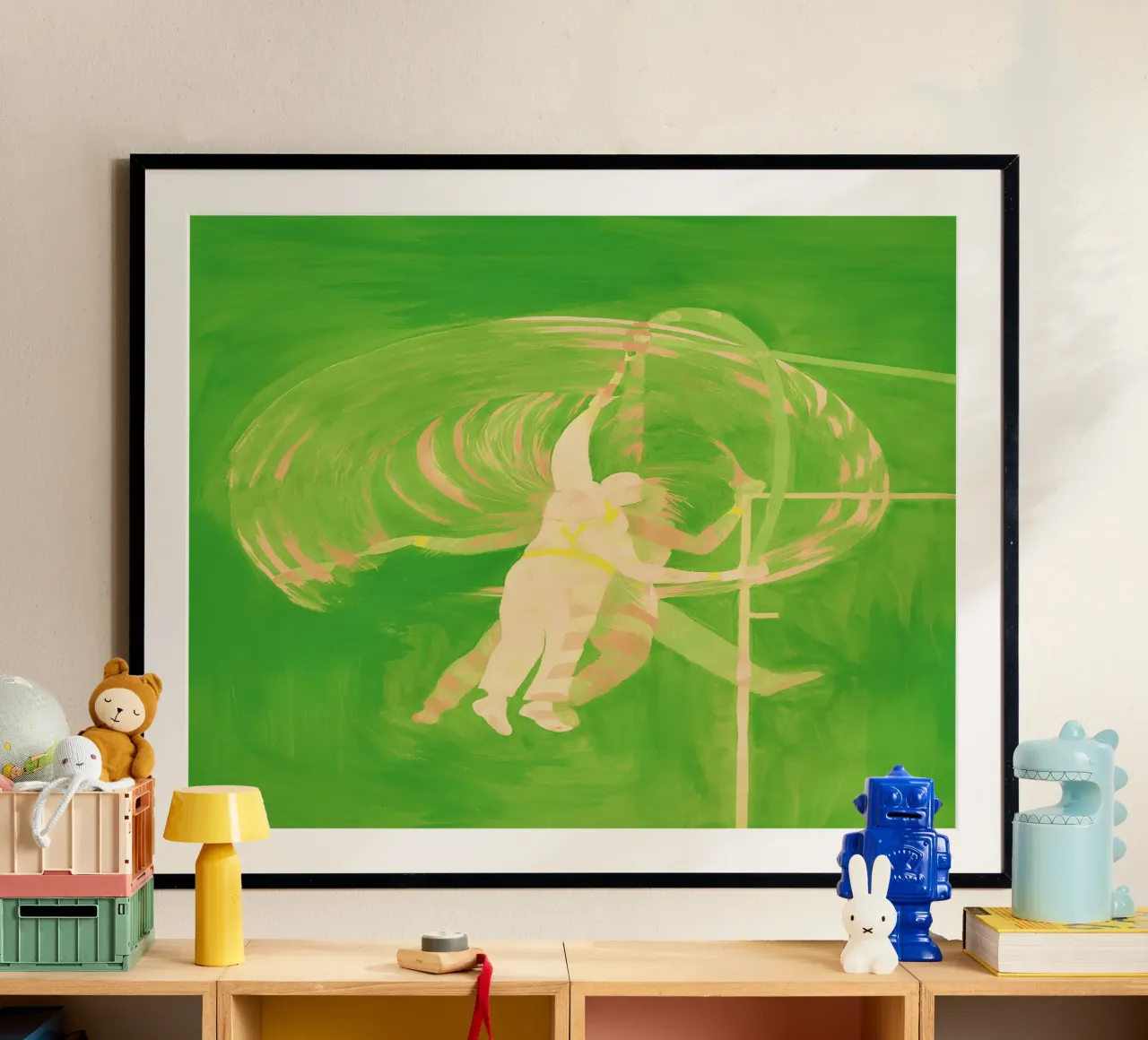 Trapèze vert Acrobate Mouvement abstrait Minimaliste hahnemühle de Bakara