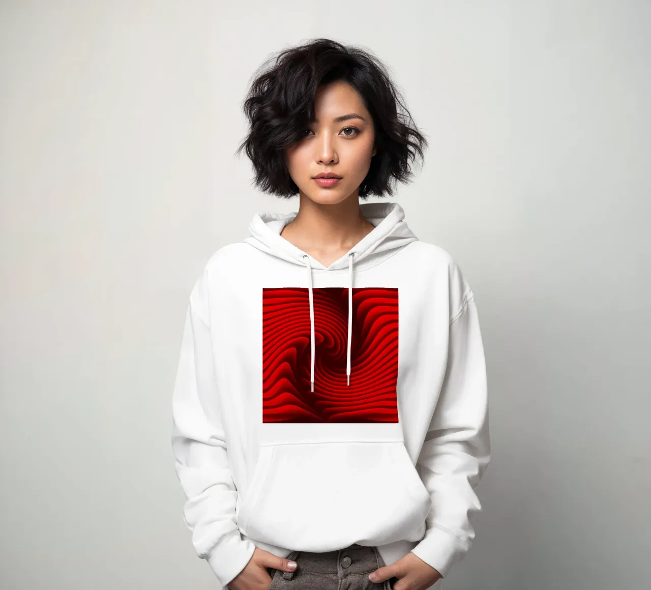 Olas, Abstracto, Rojo sudadera con capucha de Atteloi