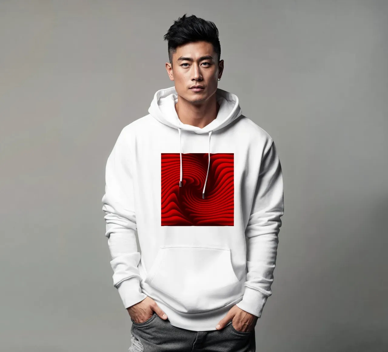 Olas, Abstracto, Rojo sudadera con capucha de Atteloi