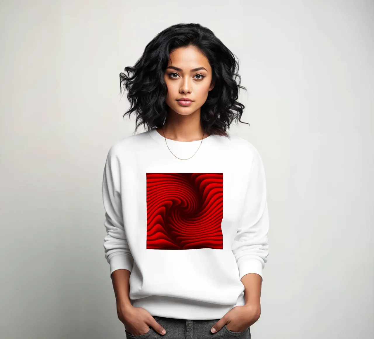 Olas, Abstracto, Rojo sudadera de Atteloi