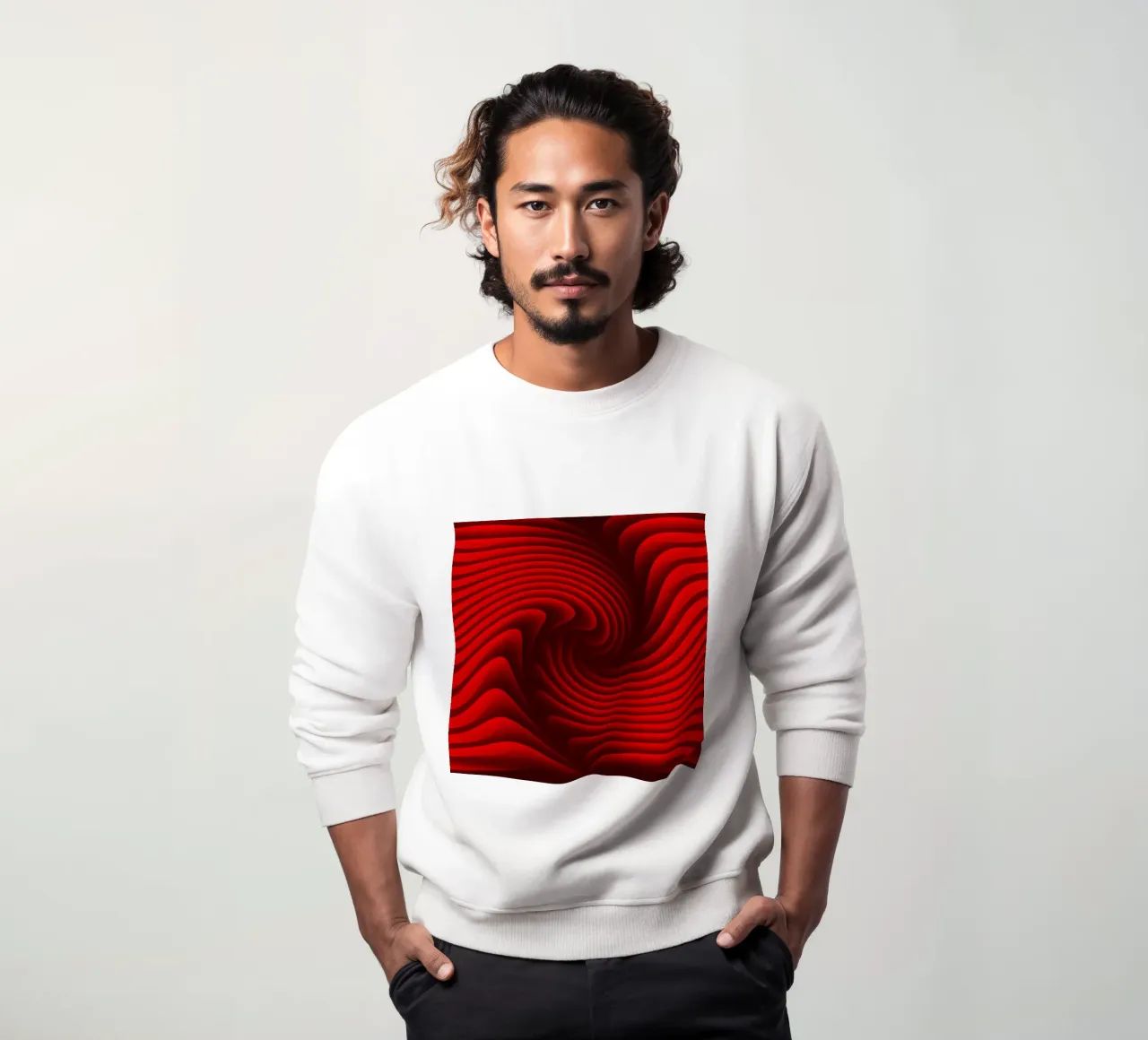 Olas, Abstracto, Rojo sudadera de Atteloi