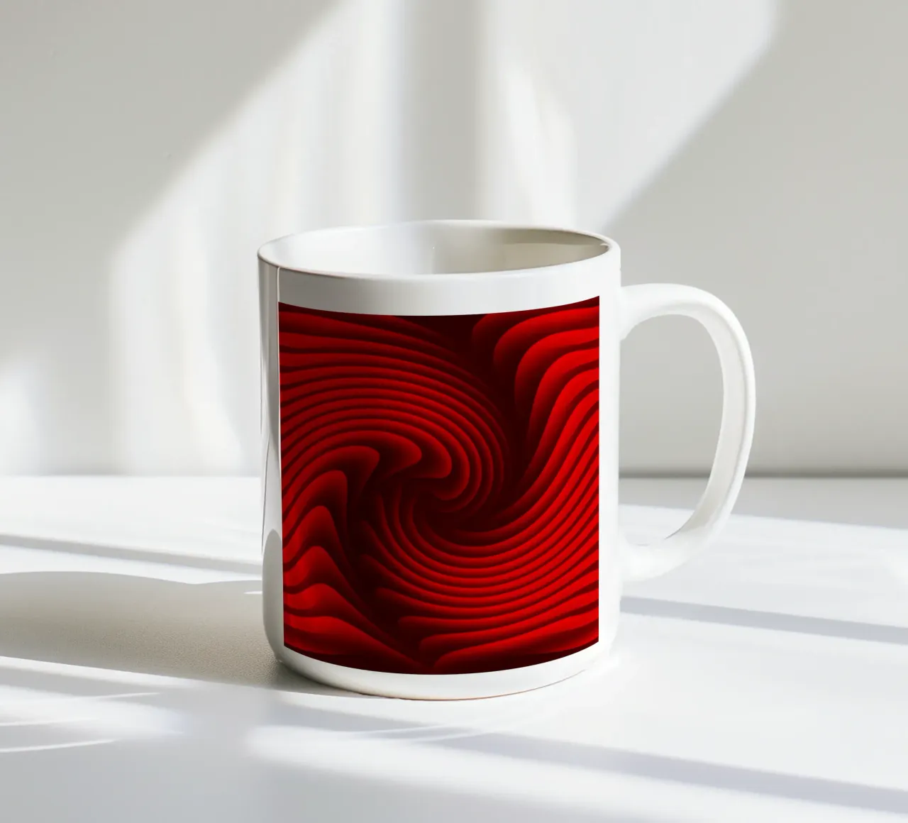 Golven, abstract, rood keramische mok van Atteloi