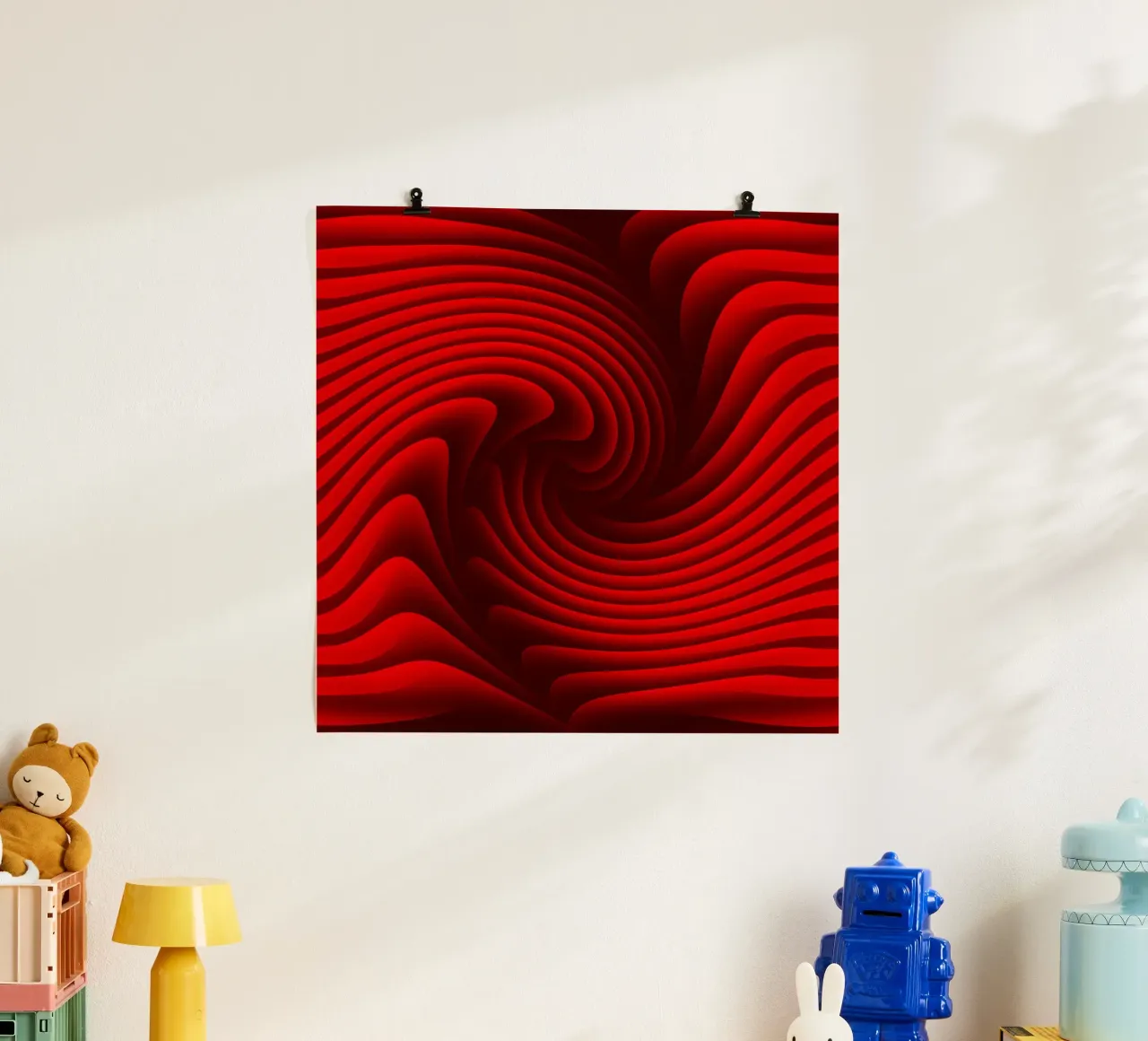 Golven, abstract, rood hahnemühle van Atteloi