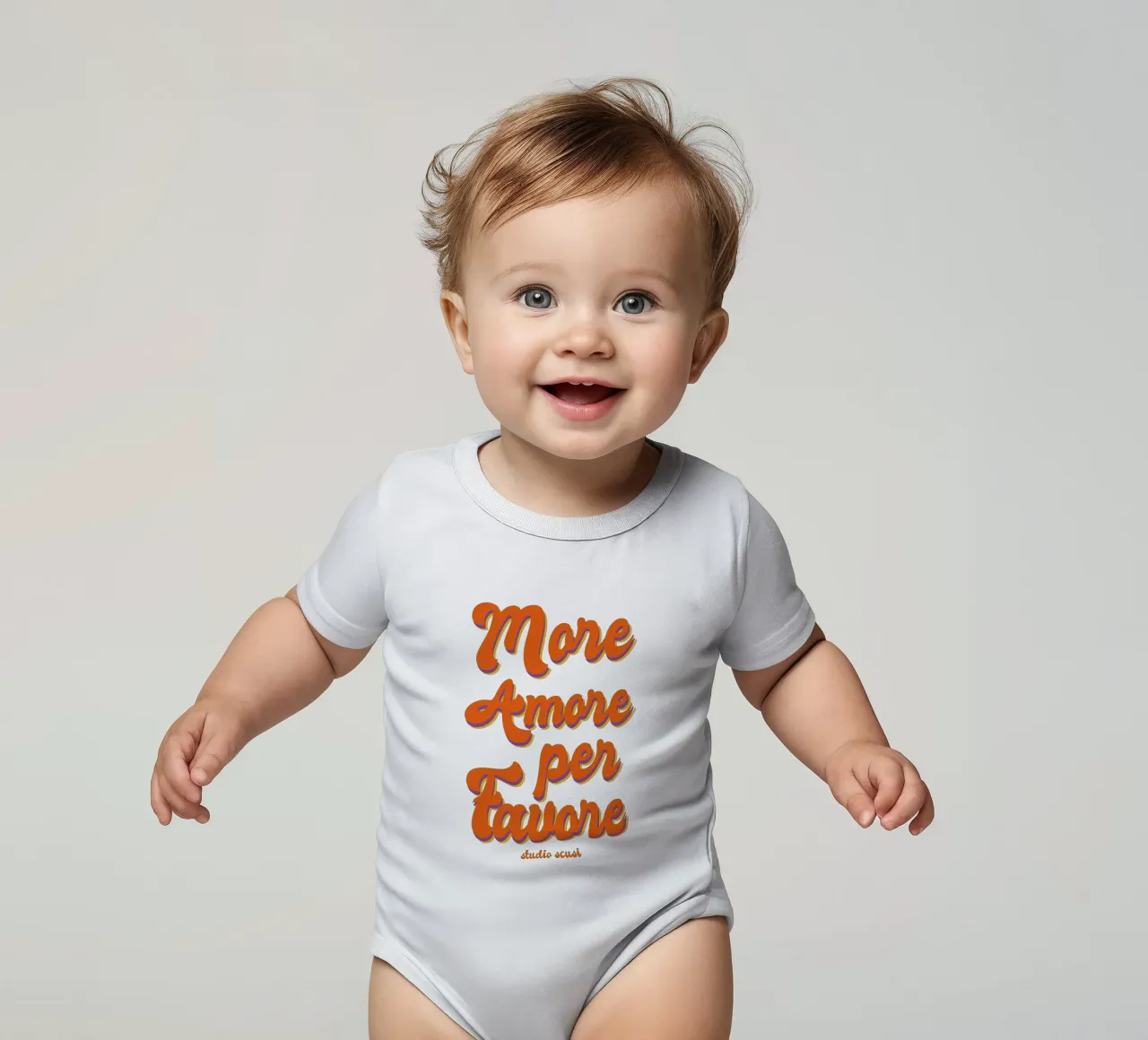 More Amore Per Favore Transparent body neonato maniche corte da studio scusi