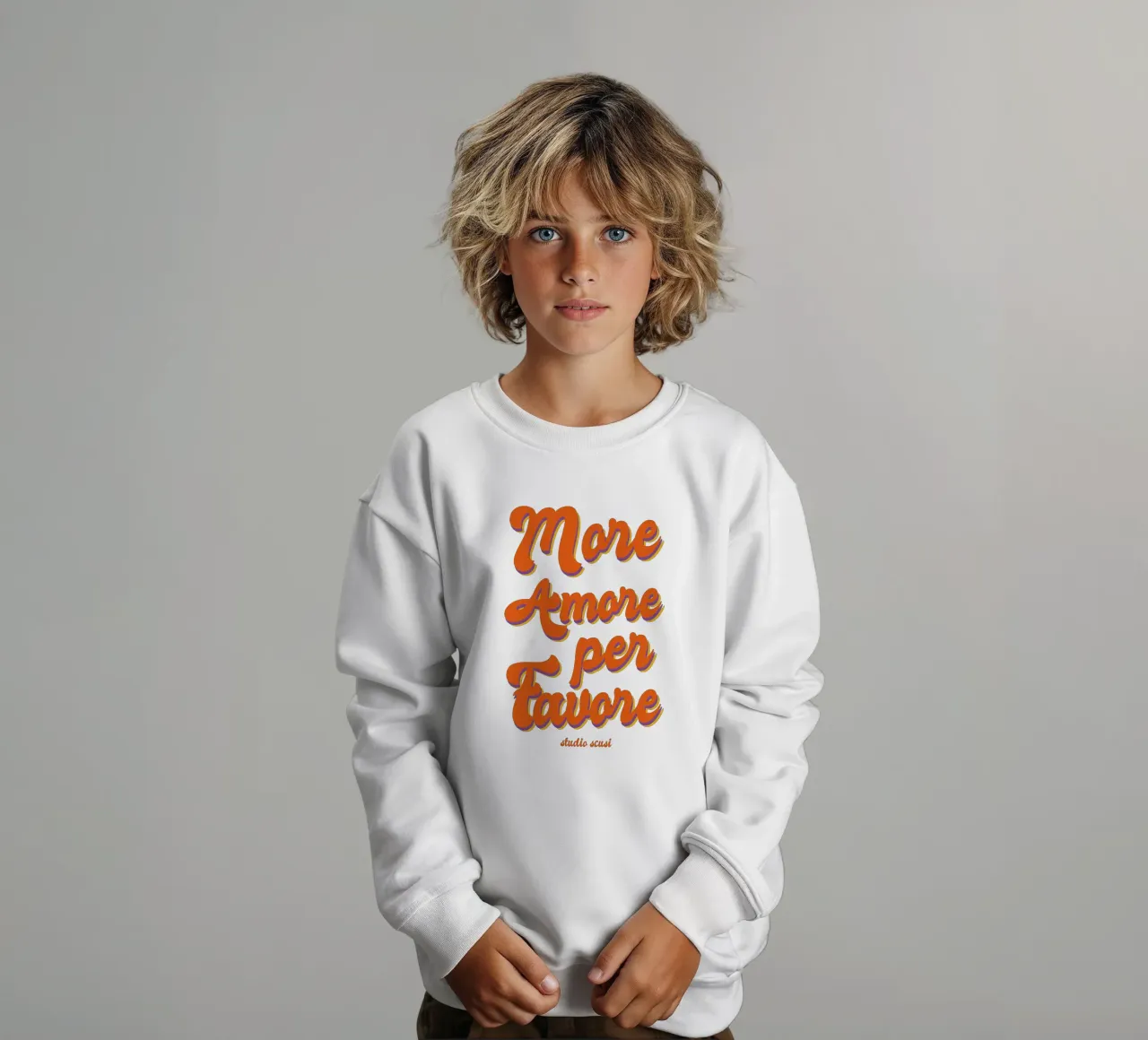 More Amore Per Favore Transparent sudadera para niño de studio scusi