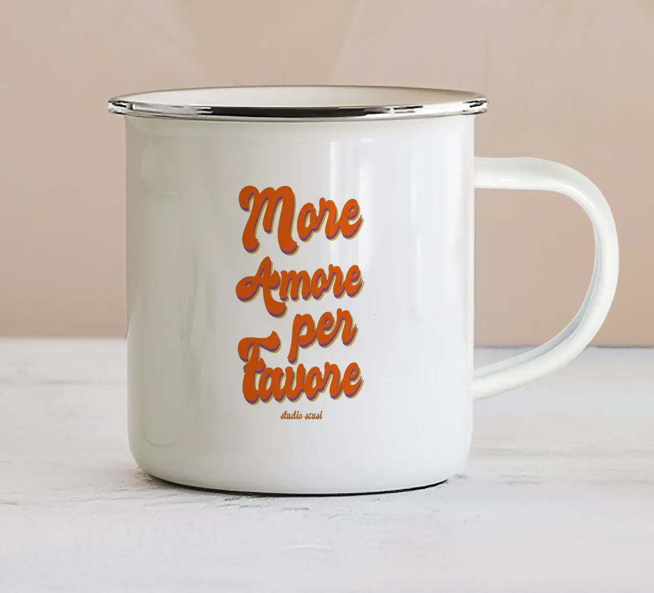 More Amore Per Favore Transparent emaille mok van studio scusi