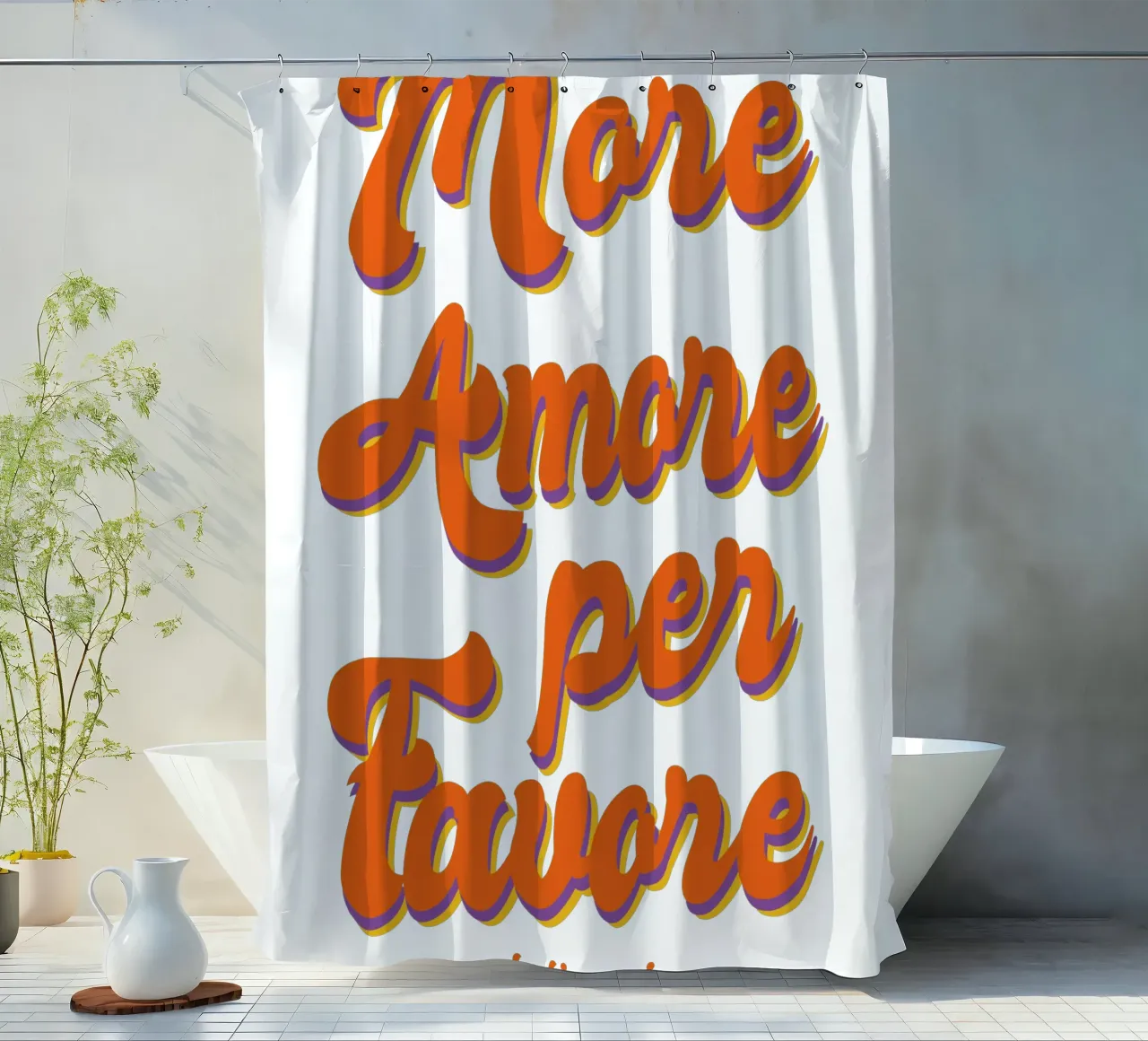 More Amore Per Favore Transparent tenda da doccia da studio scusi