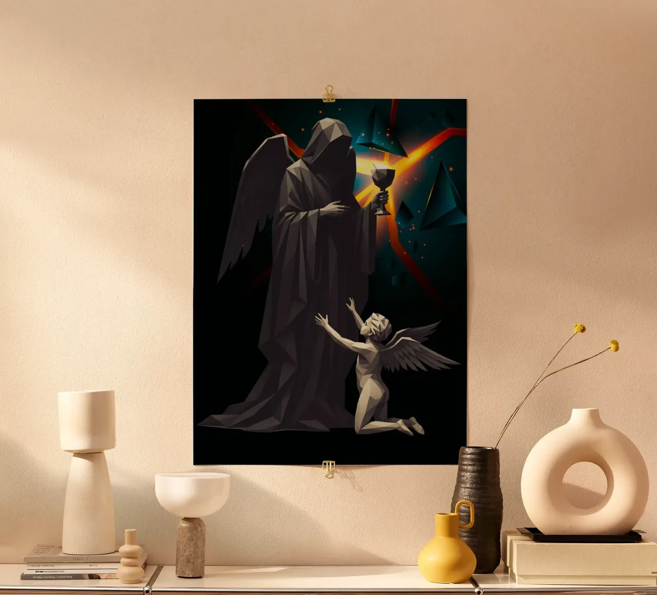 L'angelo dell'ultima tazza Lowpoly carta hahnemühle da Low Profile