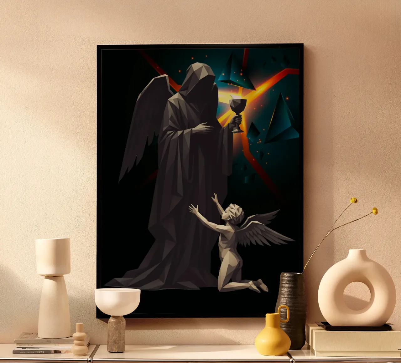L'angelo dell'ultima tazza Lowpoly carta hahnemühle da Low Profile