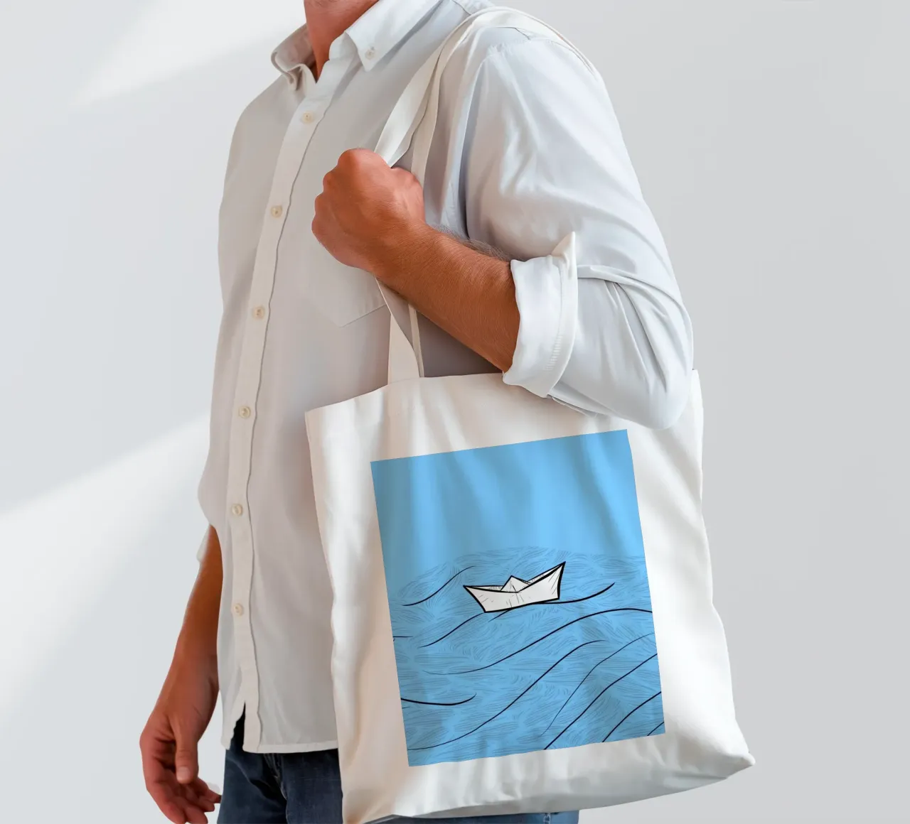 paper boat on waves borsa in juta da Fost
