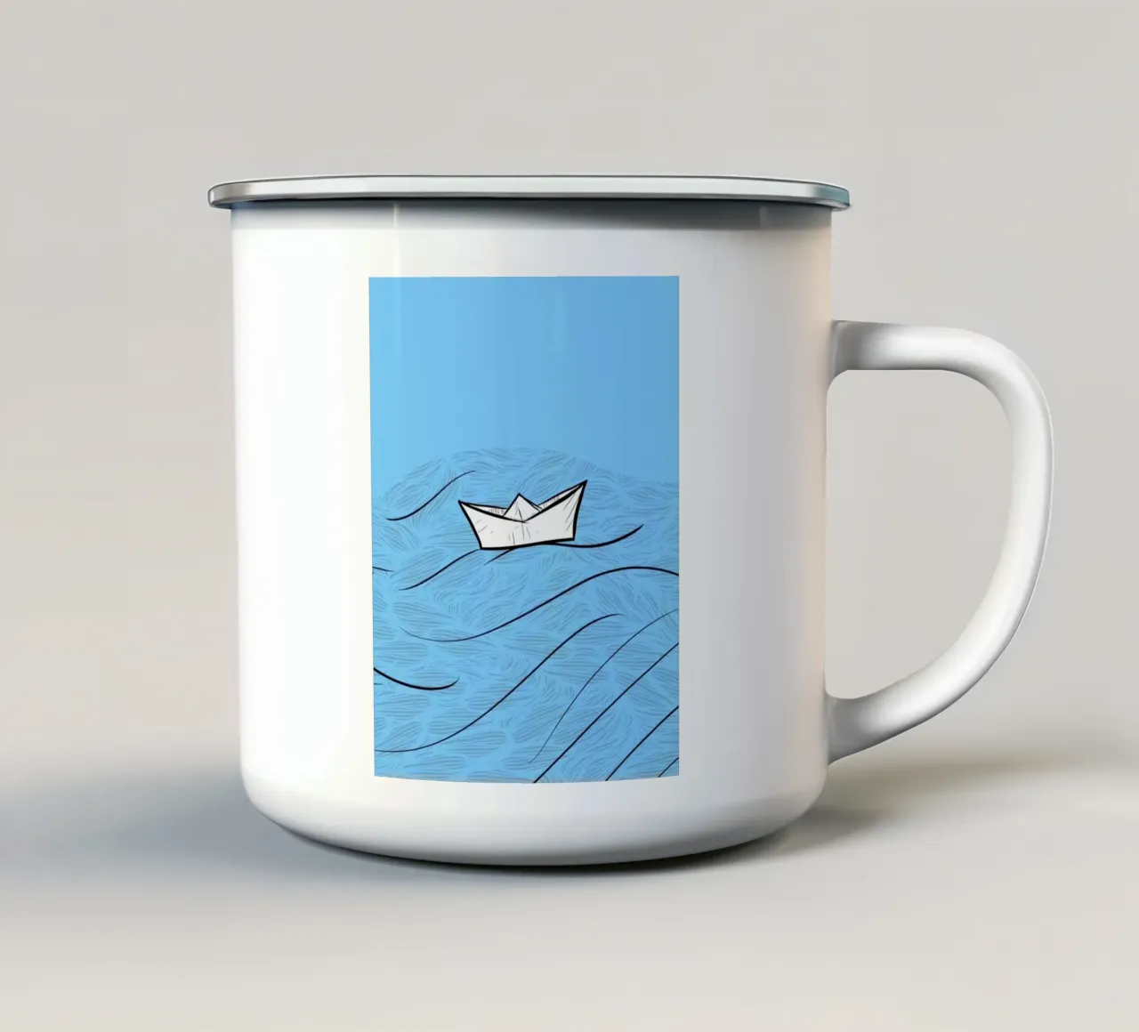 paper boat on waves tazza in smalto da Fost