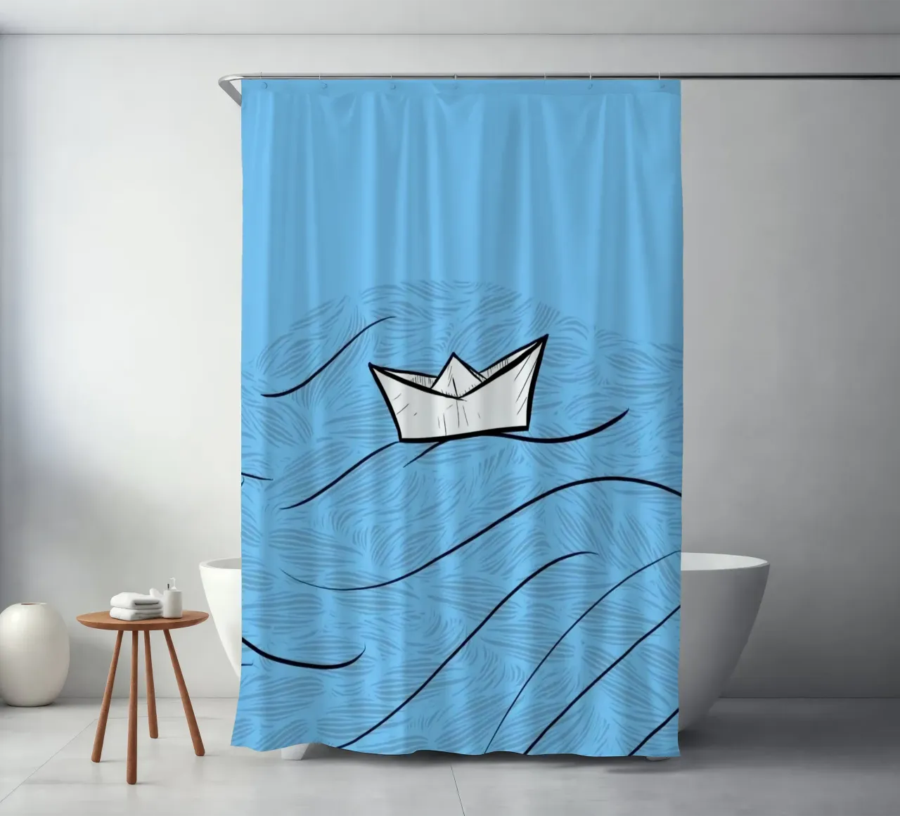 paper boat on waves tenda da doccia da Fost