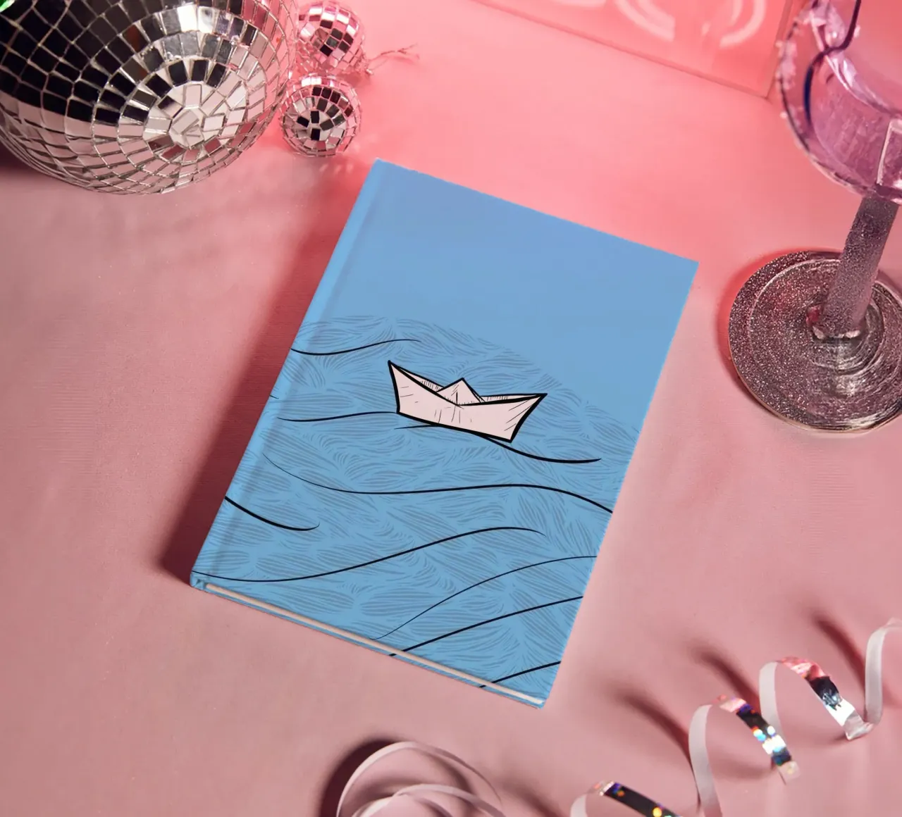 paper boat on waves notebook by Fost