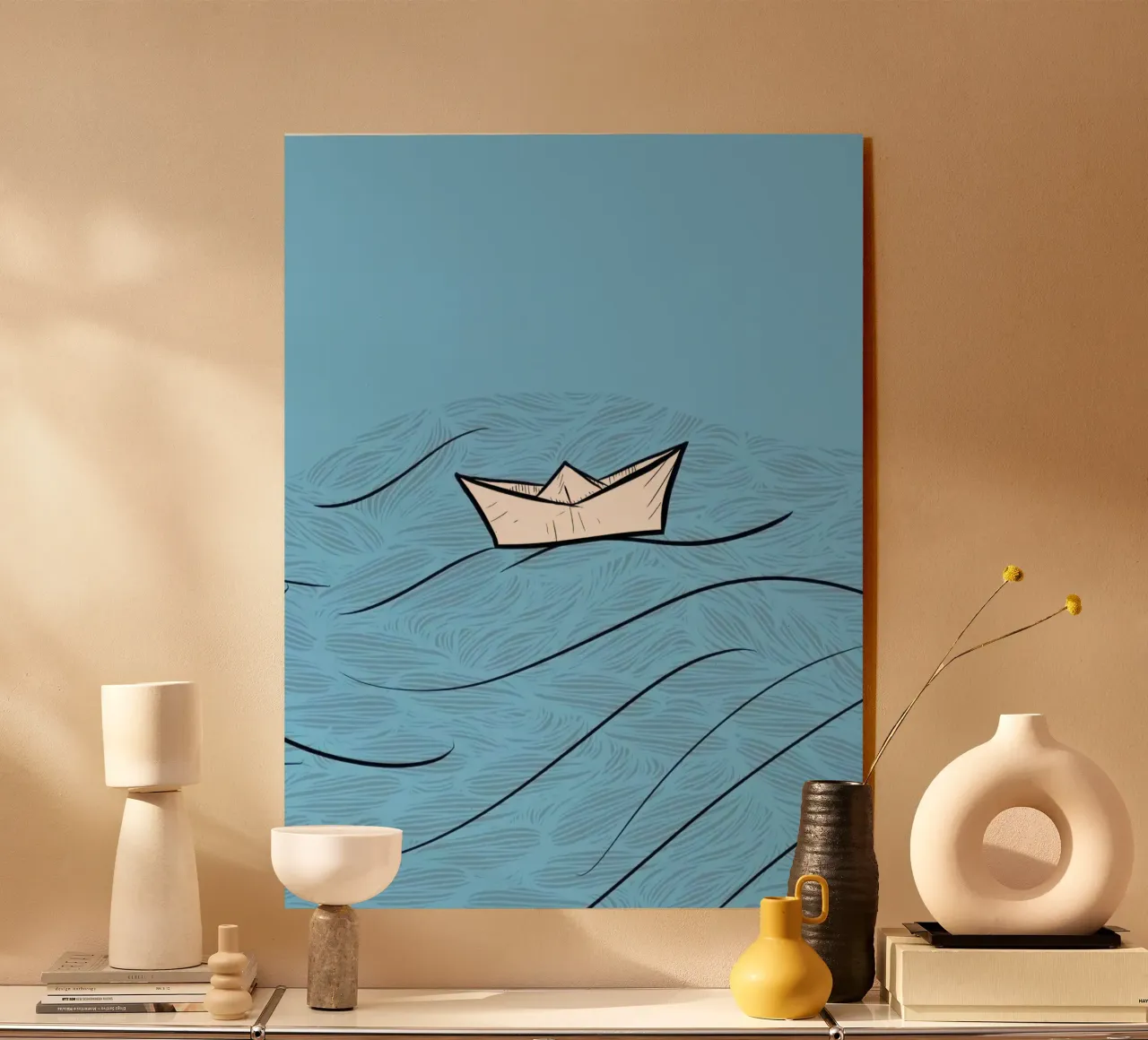 paper boat on waves plexiglass da Fost