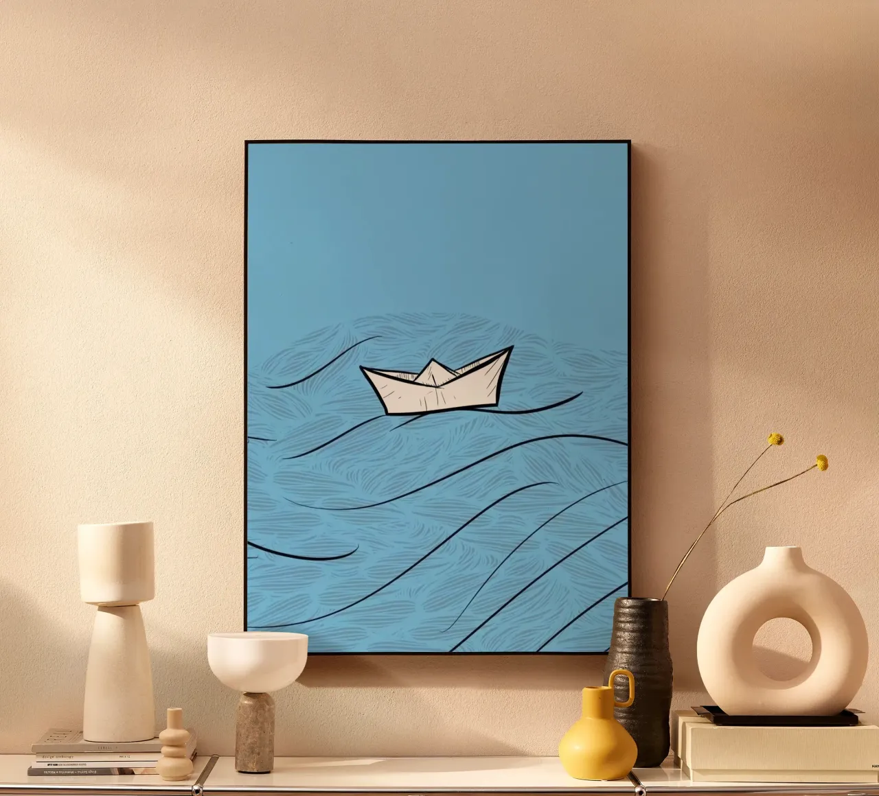paper boat on waves alluminio dibond da Fost