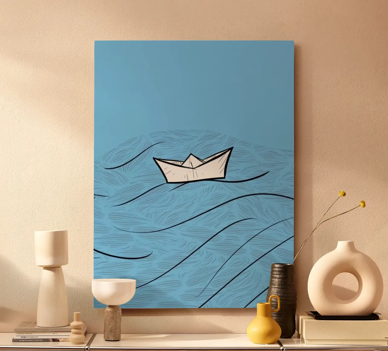 paper boat on waves alluminio dibond da Fost