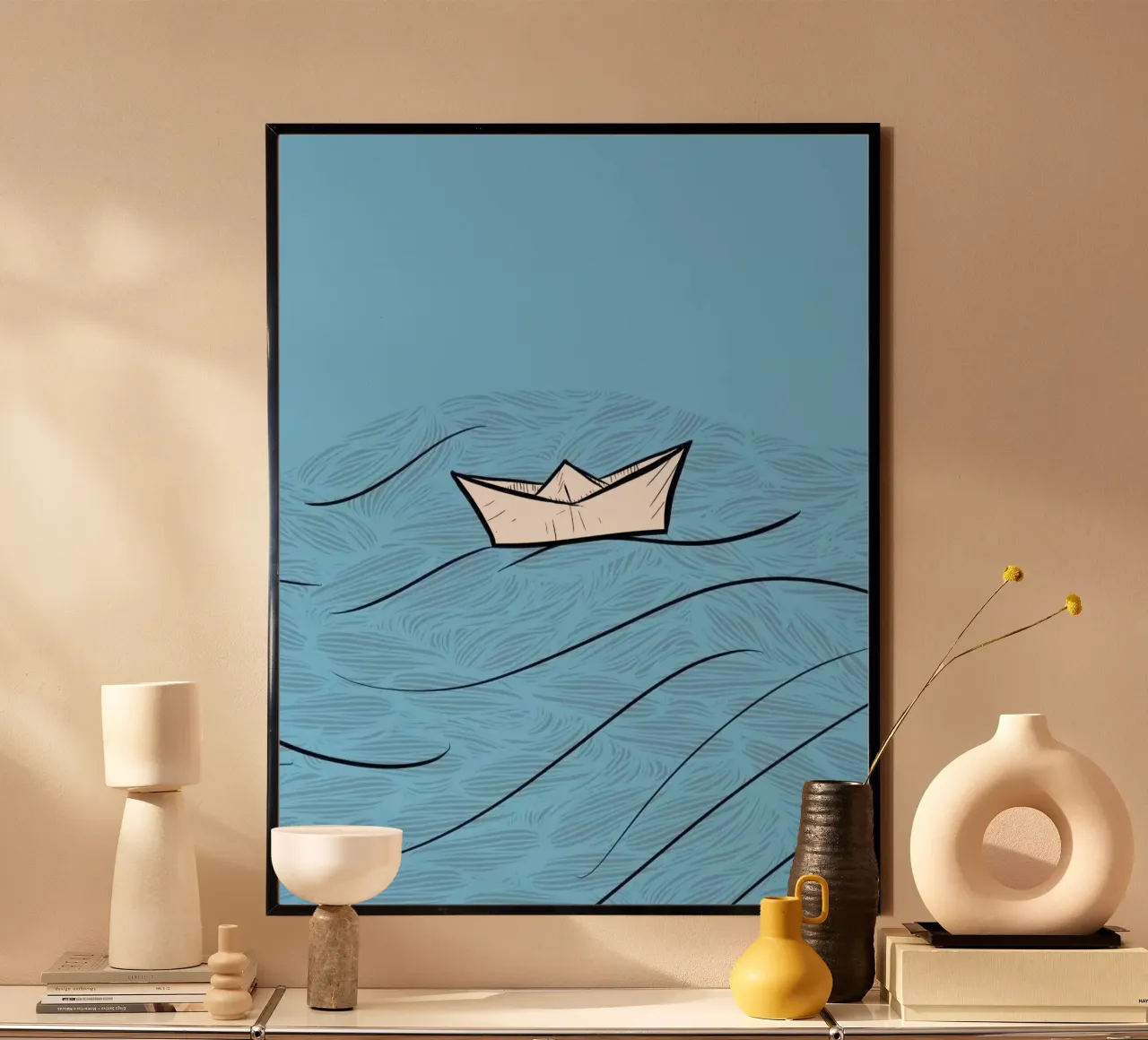 paper boat on waves carta hahnemühle da Fost