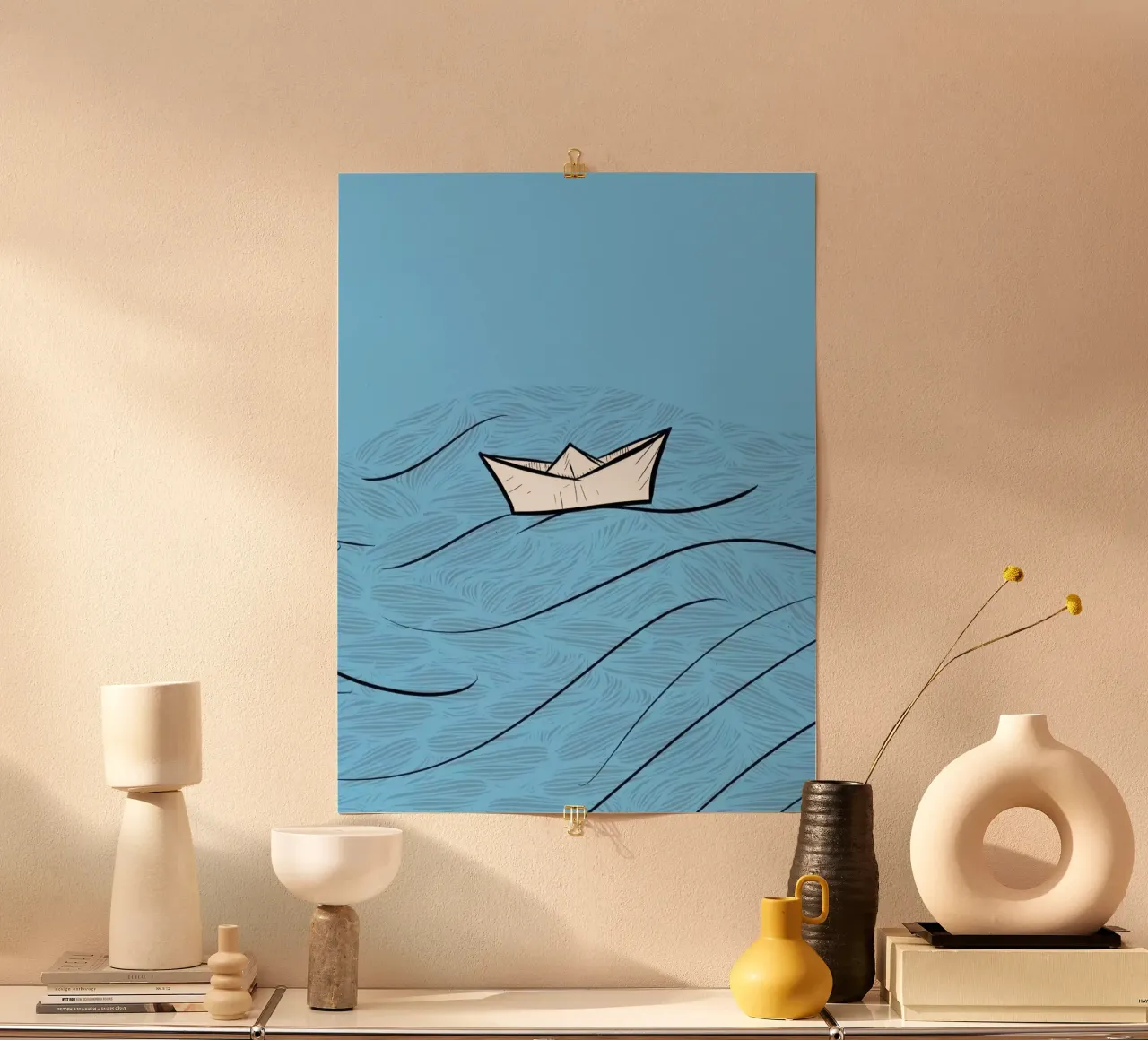 paper boat on waves carta hahnemühle da Fost