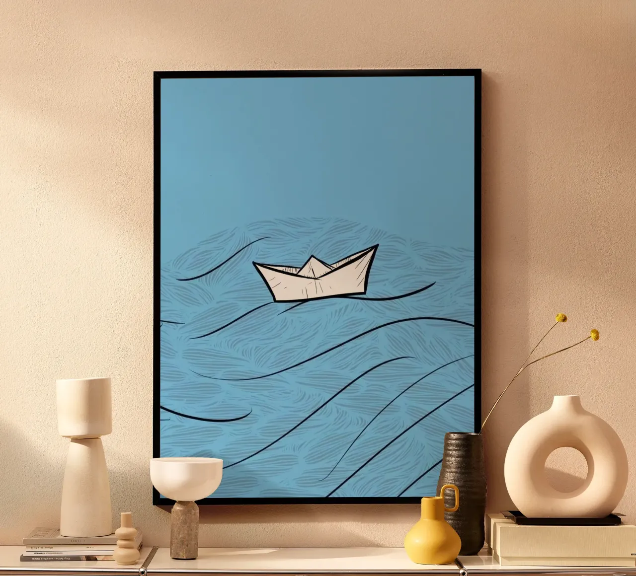 paper boat on waves carta hahnemühle da Fost