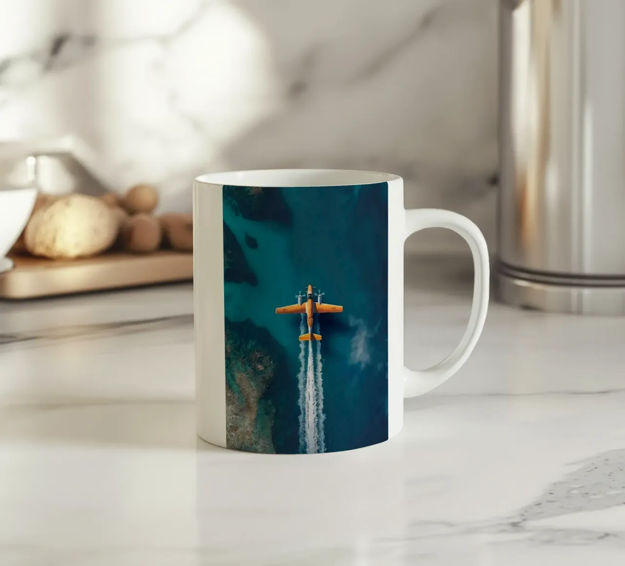 plane slide on water tazza in ceramica da Fost