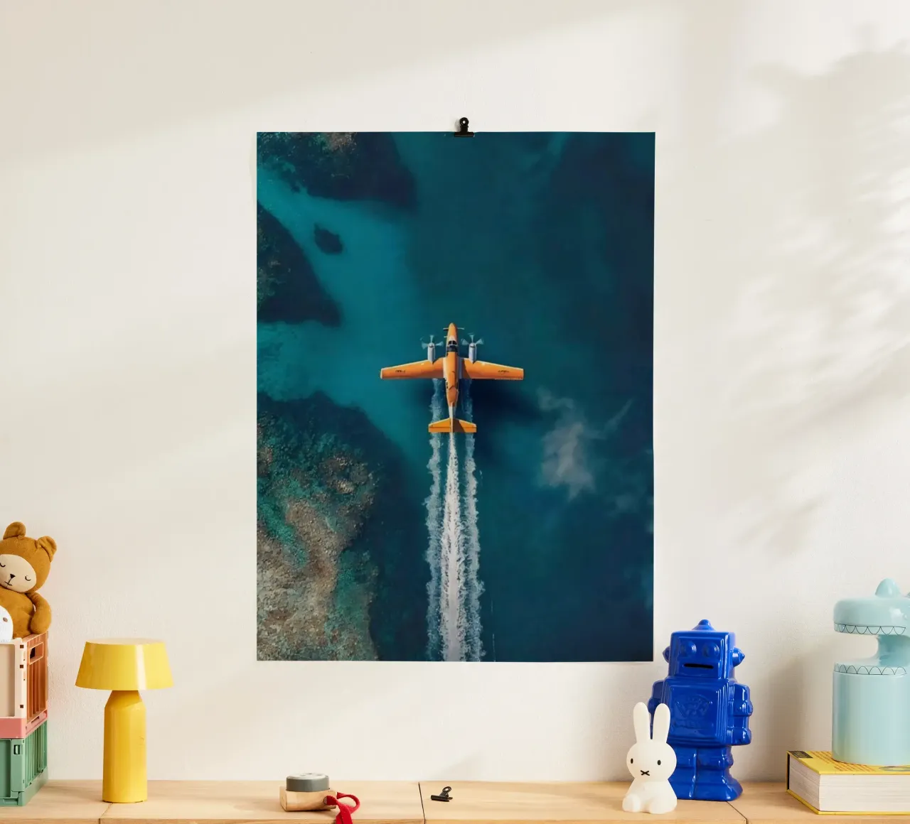 plane slide on water poster da Fost