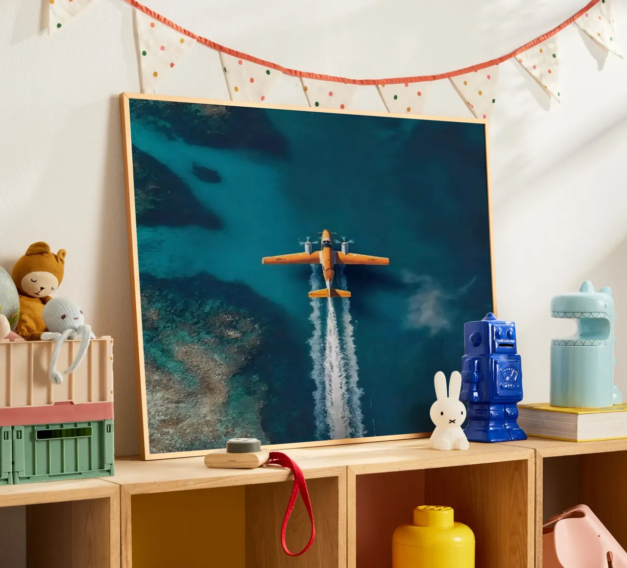 plane slide on water poster da Fost