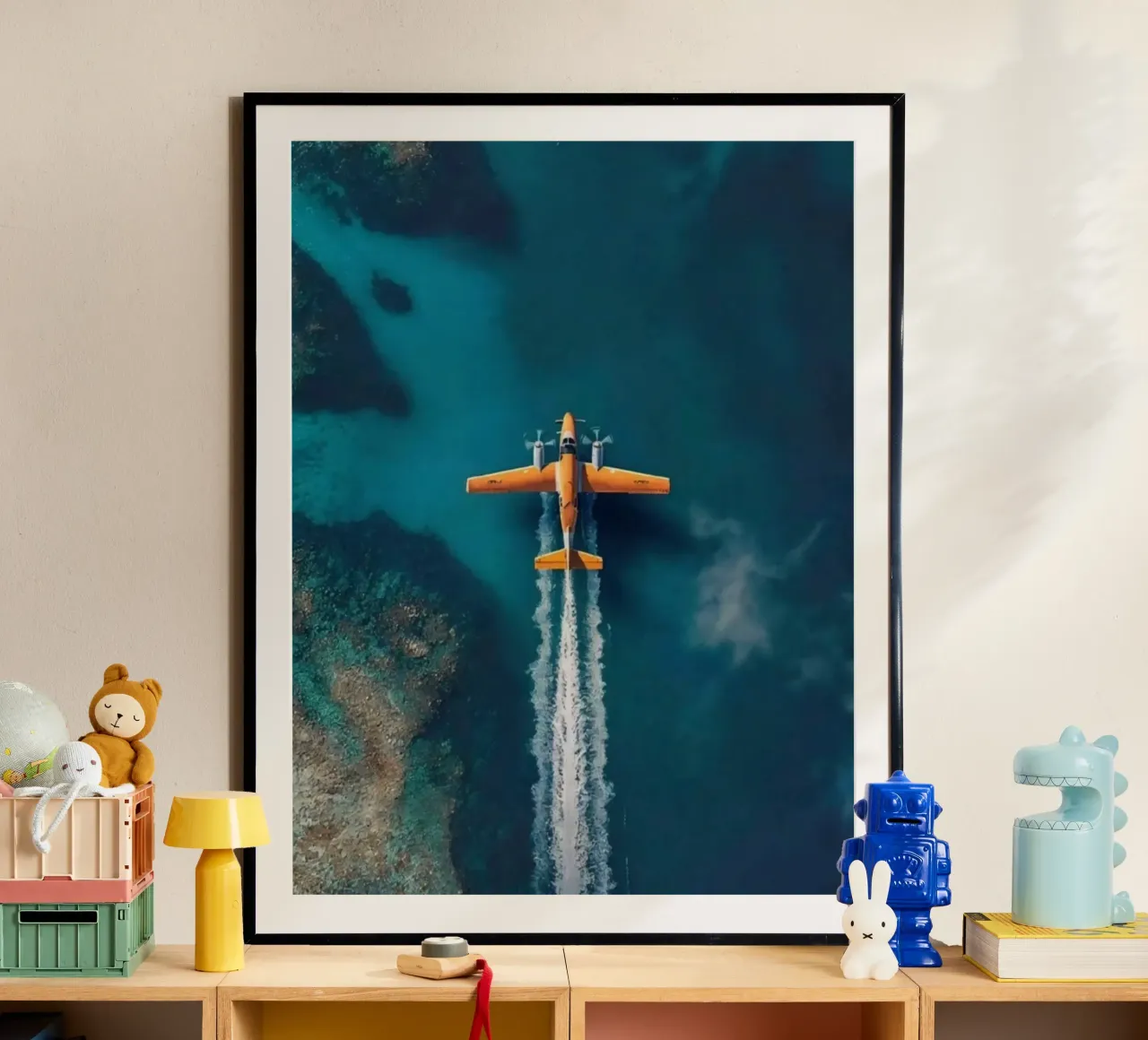 plane slide on water poster da Fost
