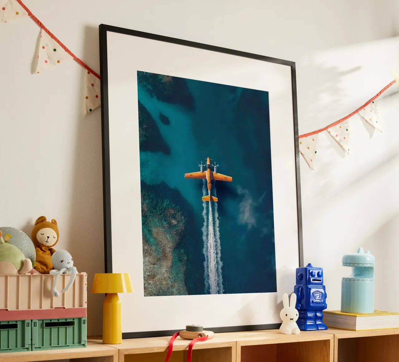 plane slide on water poster da Fost