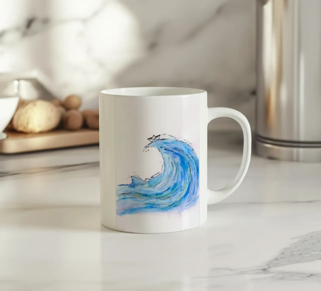 boat on giant wave tazza in ceramica da Fost