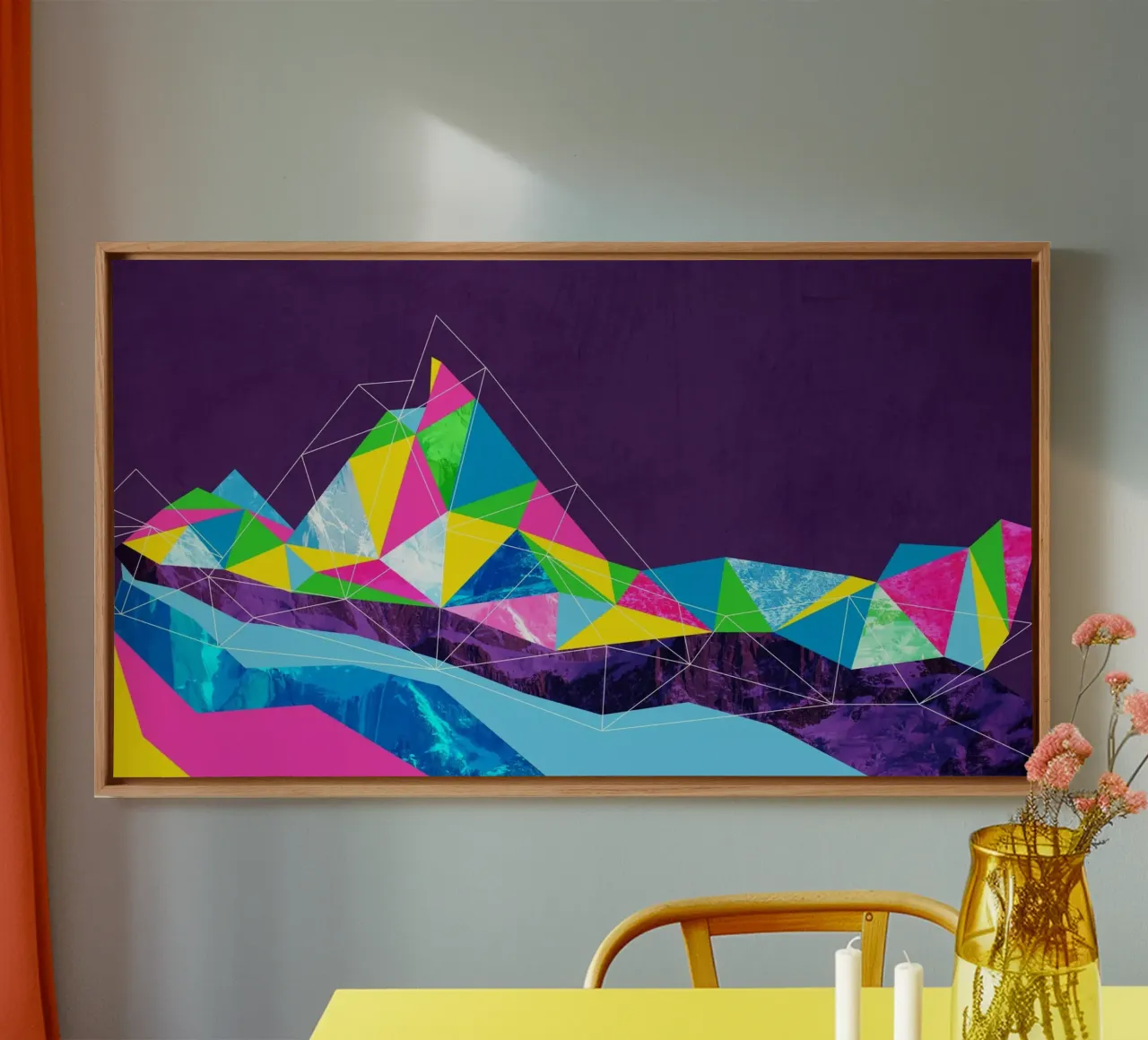 Polygoon berg canvas met Baklijst van Kim Hubball Studio