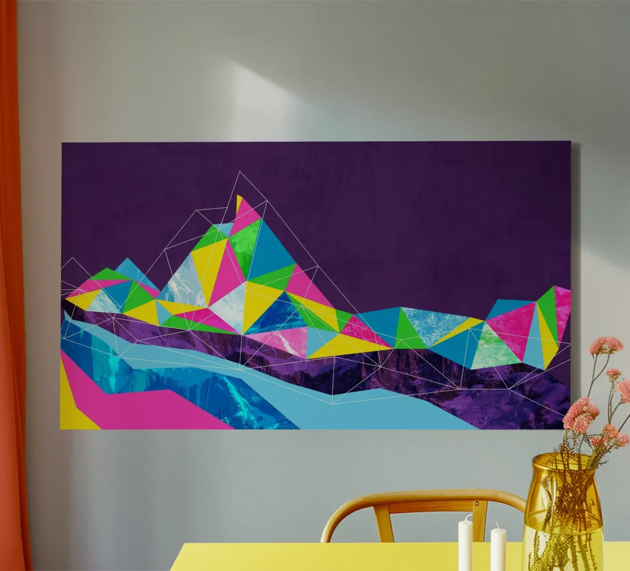 Polygoon berg canvas met Baklijst van Kim Hubball Studio