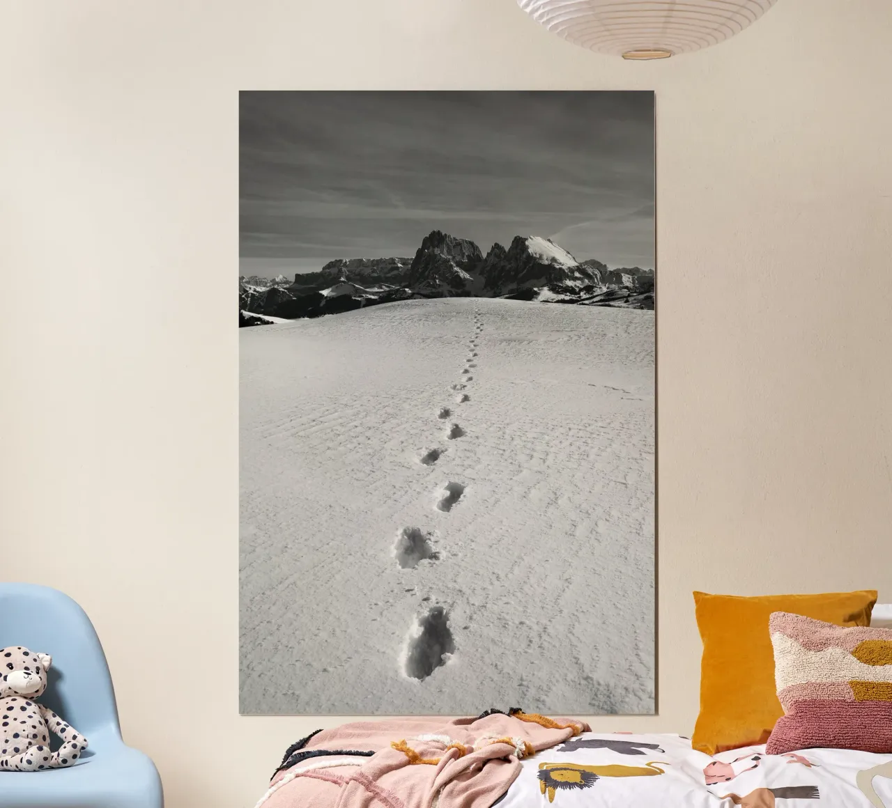 Footprints in the snow poster con telaio in legno da Fjöllart