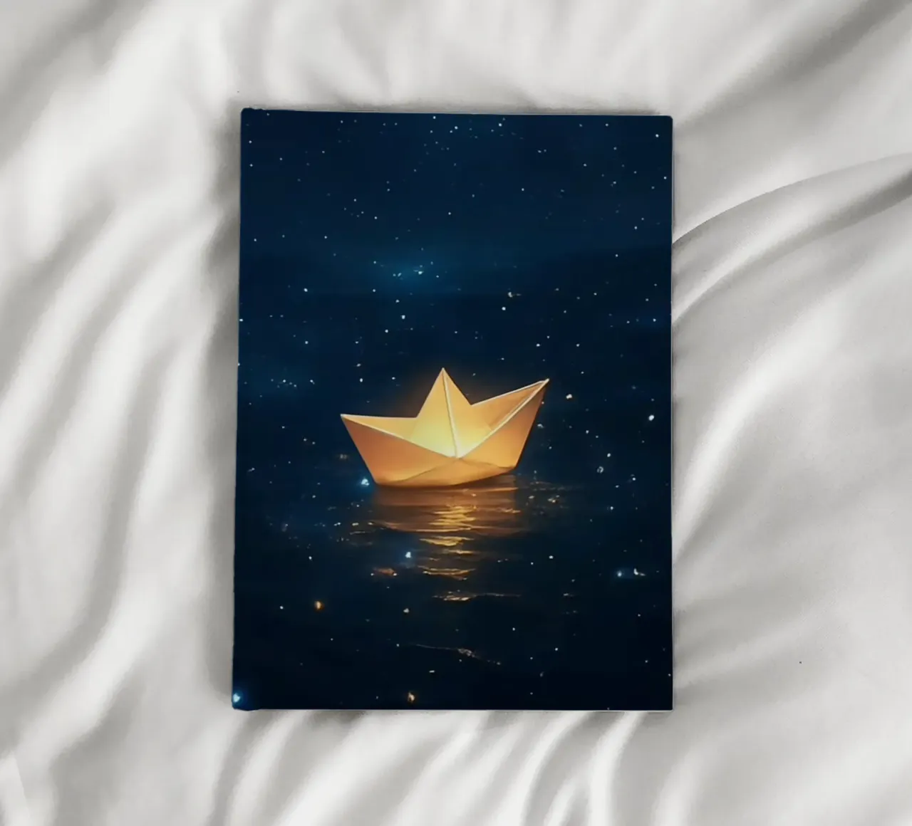 light boat in starry notebook by juli