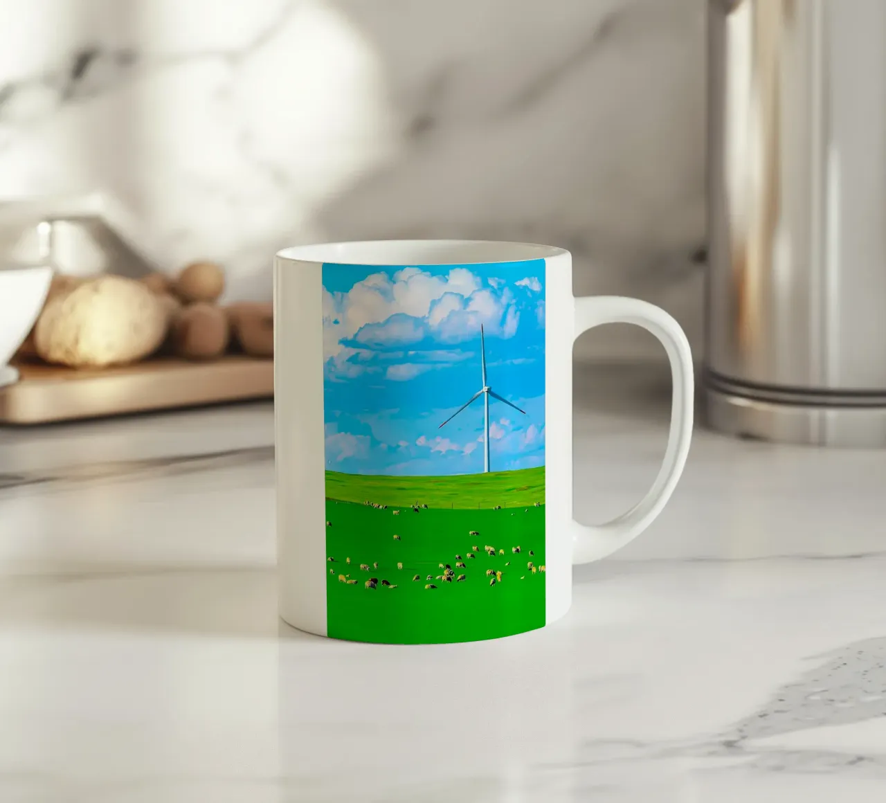windmill in space field tazza in ceramica da juli