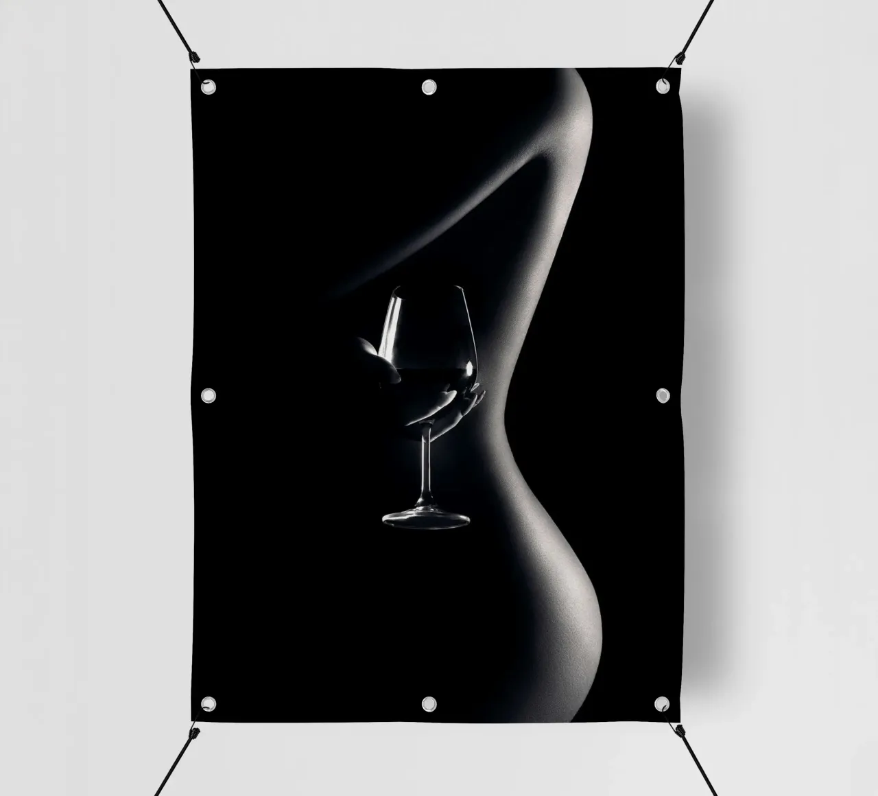 Nudo con bicchiere di vino I telo in pvc da Lora