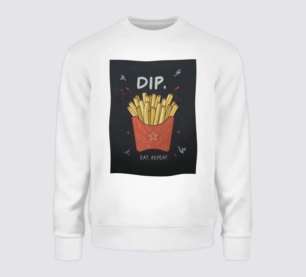 Patate fritte "DIP, EAT, REPEAT". felpa da DesignDoodle