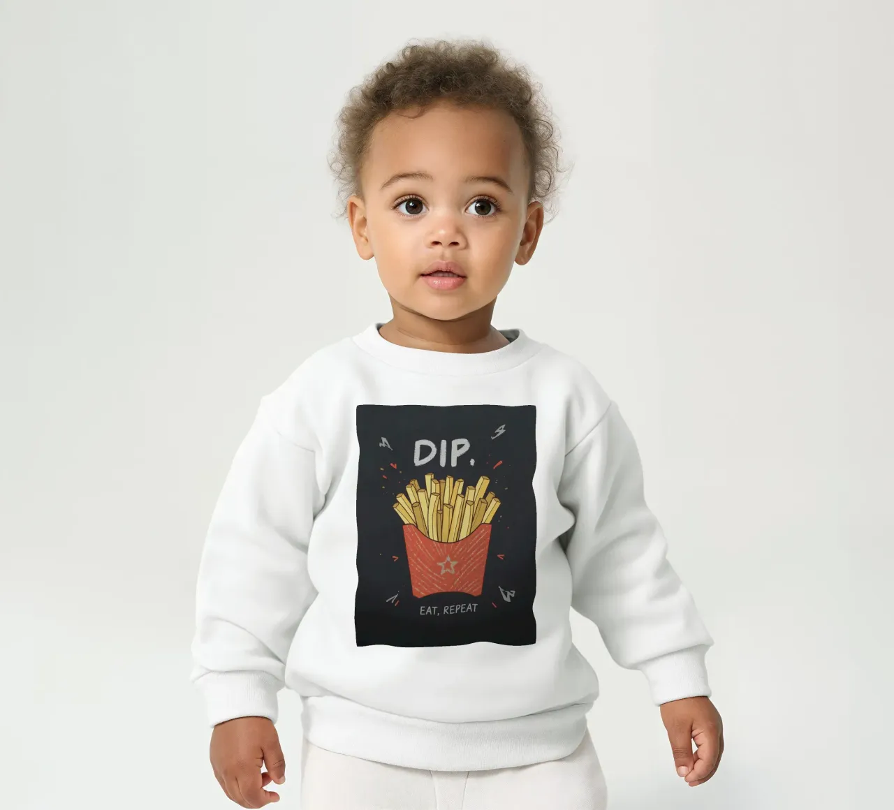 Patate fritte "DIP, EAT, REPEAT". felpa neonato da DesignDoodle
