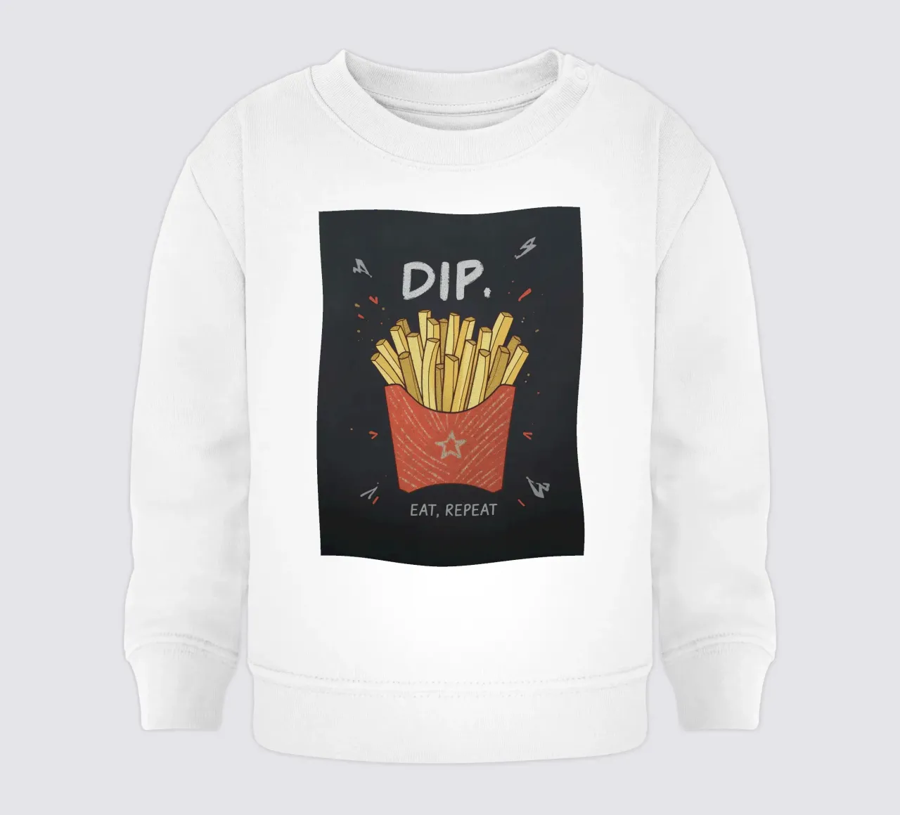 Patate fritte "DIP, EAT, REPEAT". felpa neonato da DesignDoodle