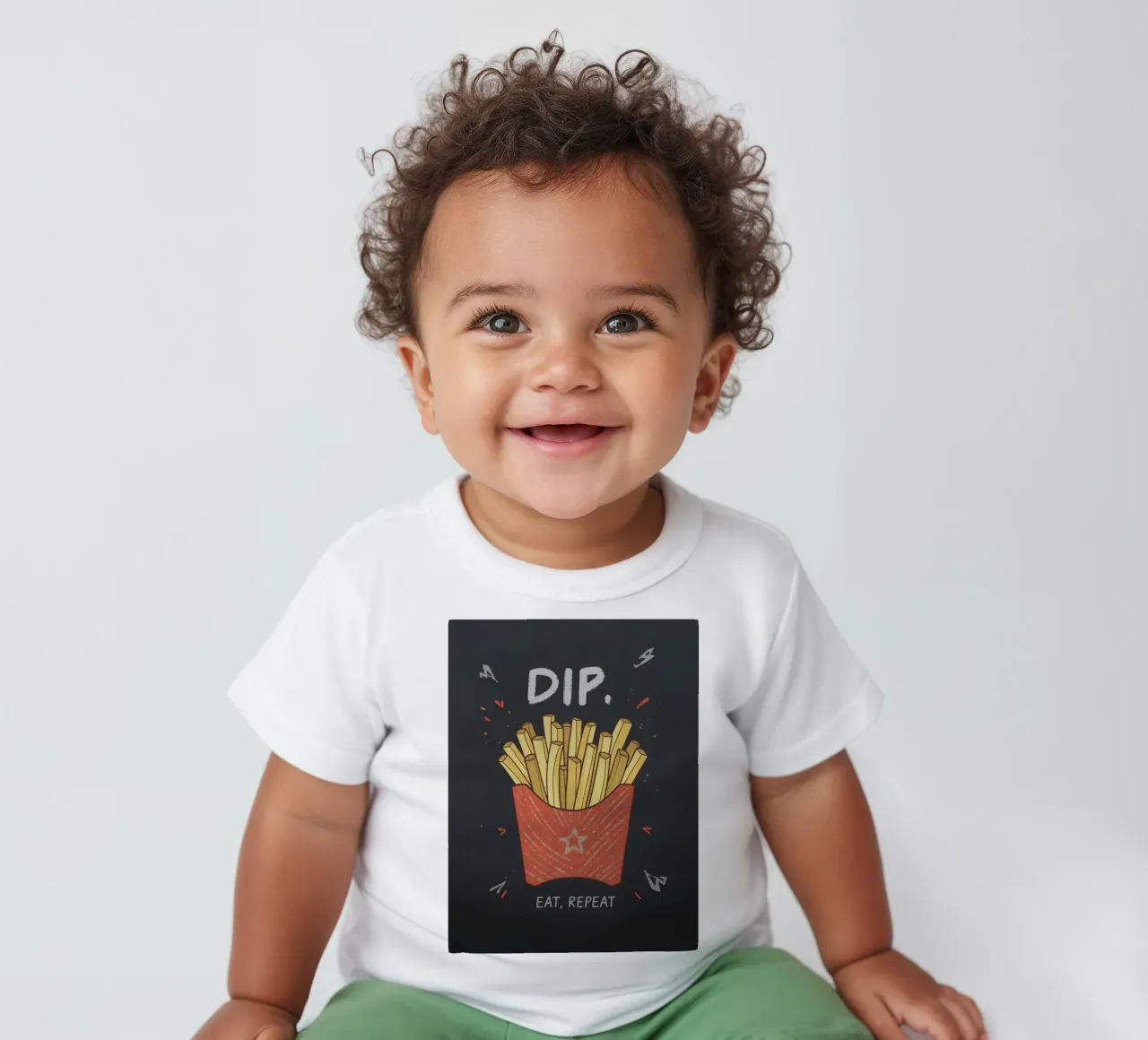 Patate fritte "DIP, EAT, REPEAT". maglietta neonato da DesignDoodle