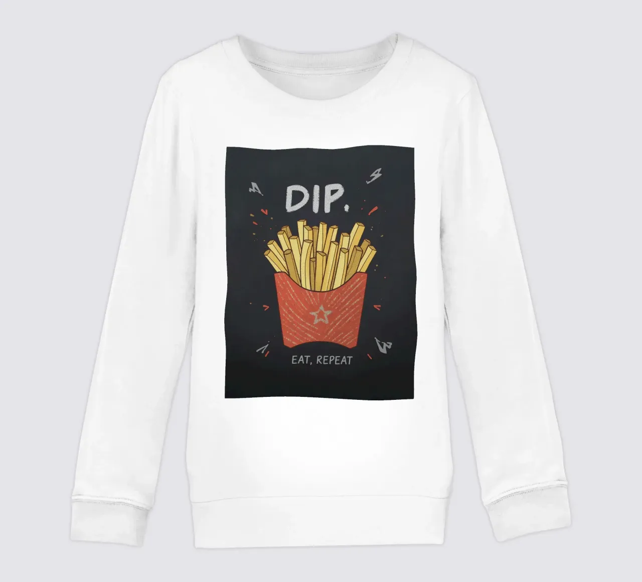 Patate fritte "DIP, EAT, REPEAT". felpa bambino da DesignDoodle