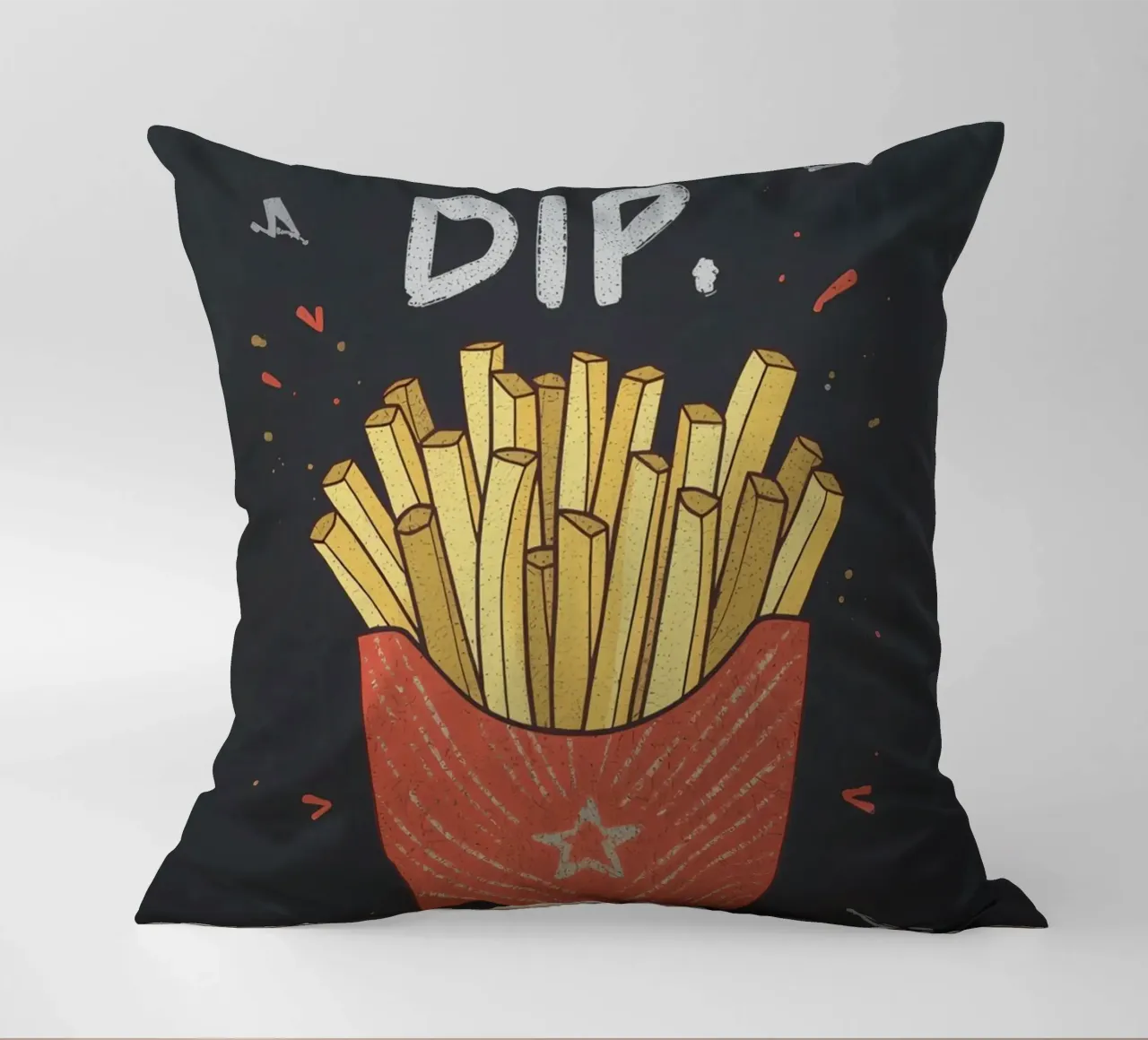 Patate fritte "DIP, EAT, REPEAT". cuscino da DesignDoodle