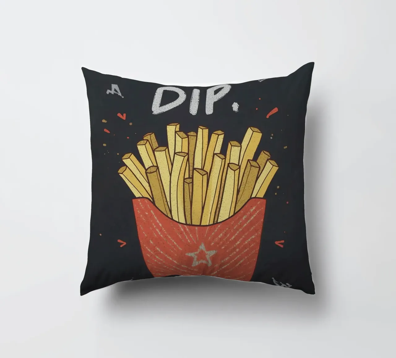 Patate fritte "DIP, EAT, REPEAT". cuscino da DesignDoodle