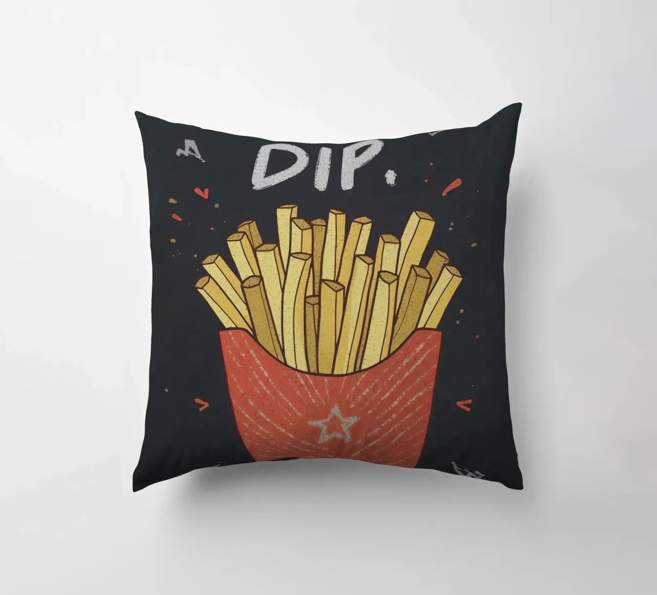 Patate fritte "DIP, EAT, REPEAT". cuscino da DesignDoodle