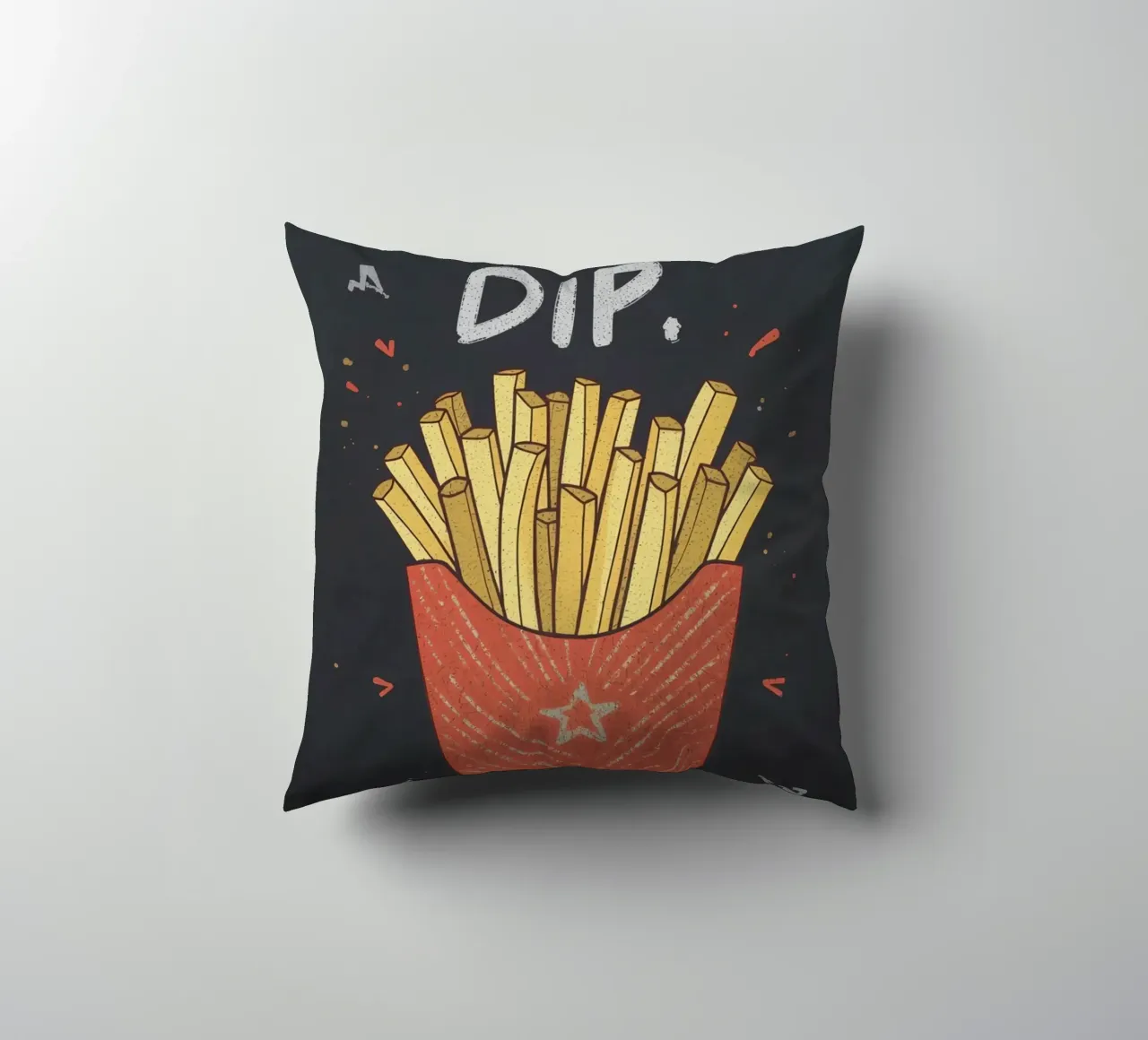 Patate fritte "DIP, EAT, REPEAT". cuscino da DesignDoodle