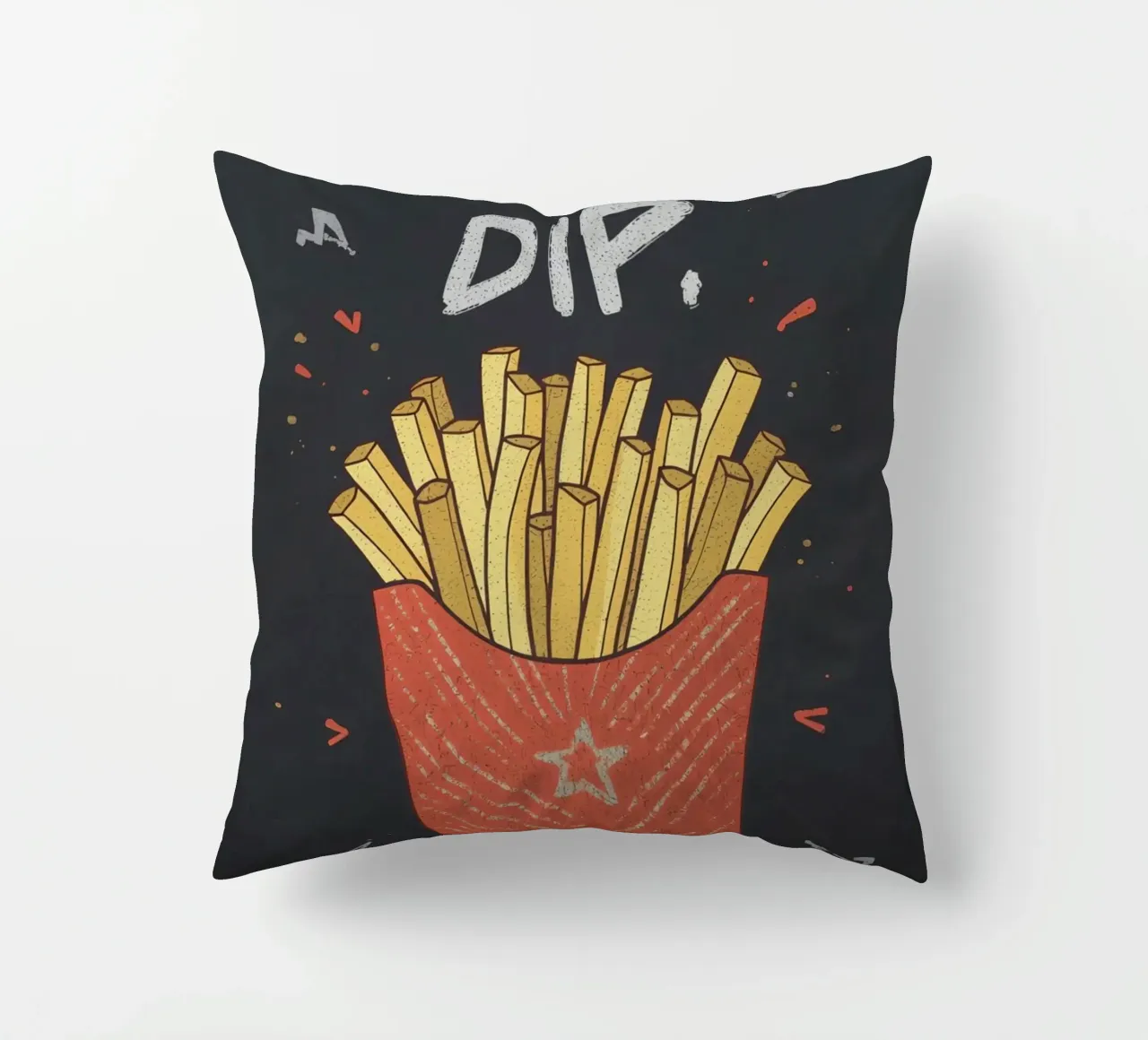 Patate fritte "DIP, EAT, REPEAT". cuscino da DesignDoodle