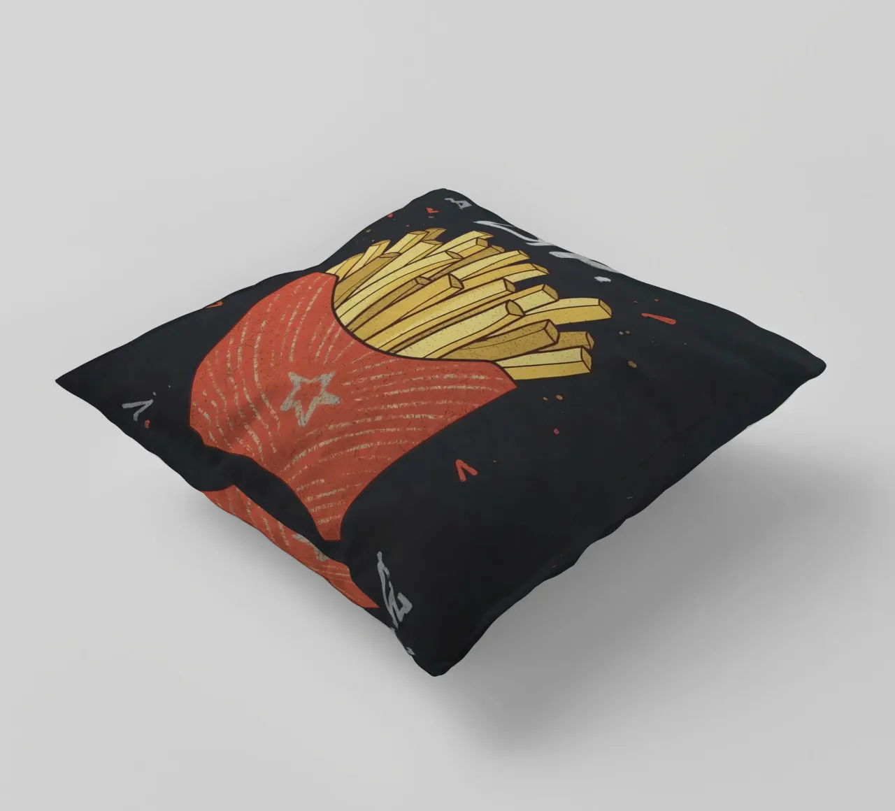 Patate fritte "DIP, EAT, REPEAT". cuscino da DesignDoodle