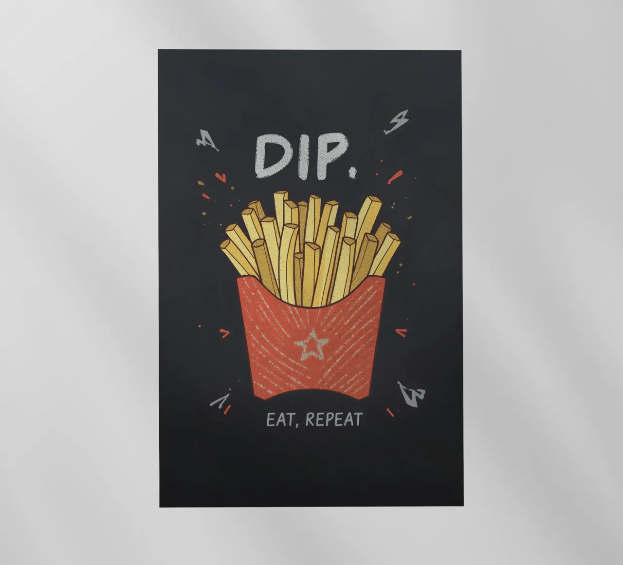 Patate fritte "DIP, EAT, REPEAT". pellicola backlit da DesignDoodle