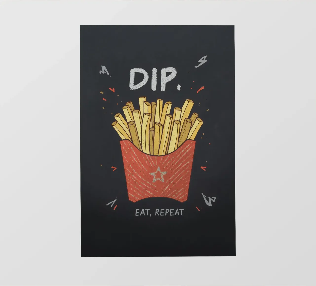 Patate fritte "DIP, EAT, REPEAT". pellicola backlit da DesignDoodle