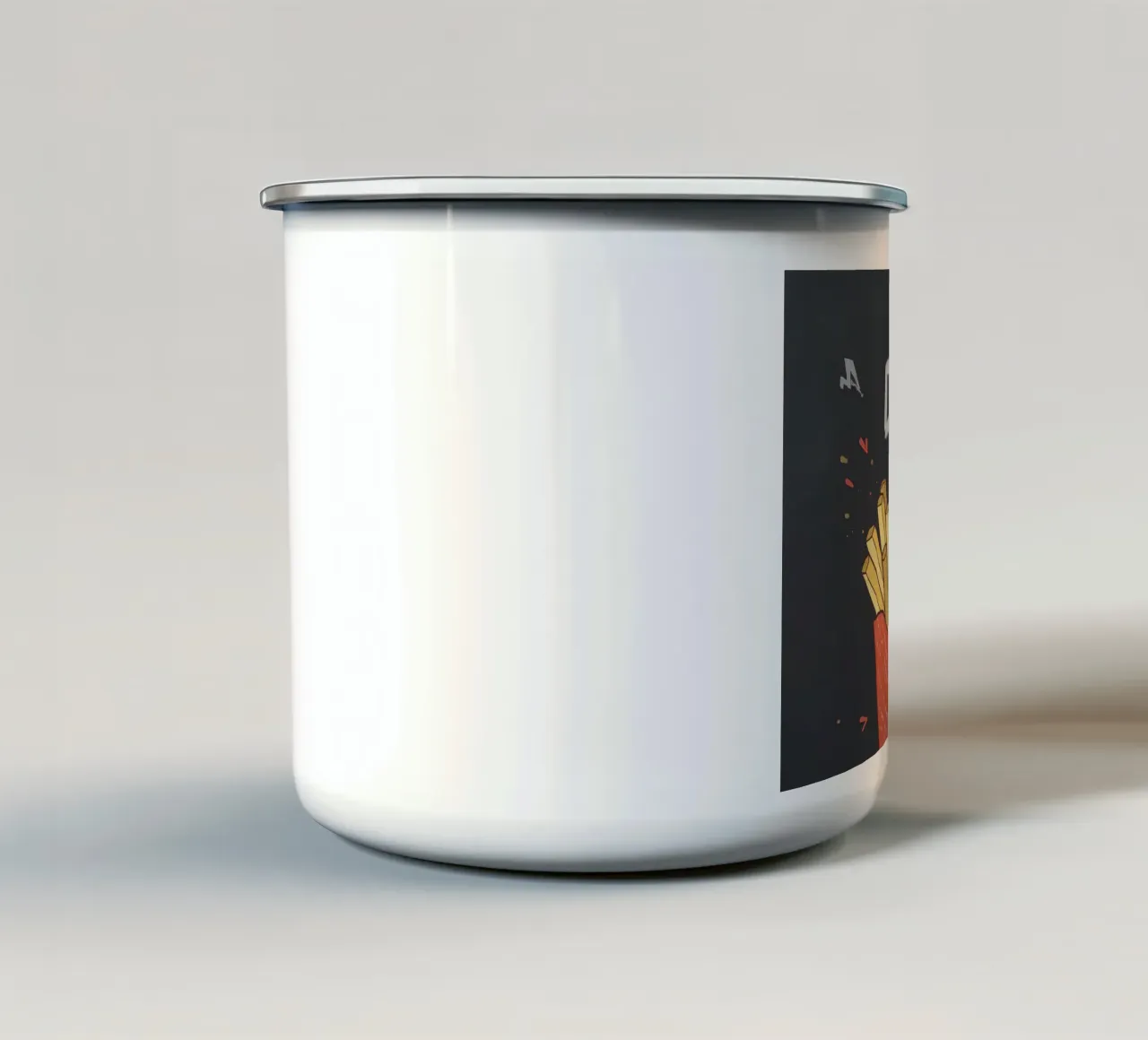 Patate fritte "DIP, EAT, REPEAT". tazza in smalto da DesignDoodle