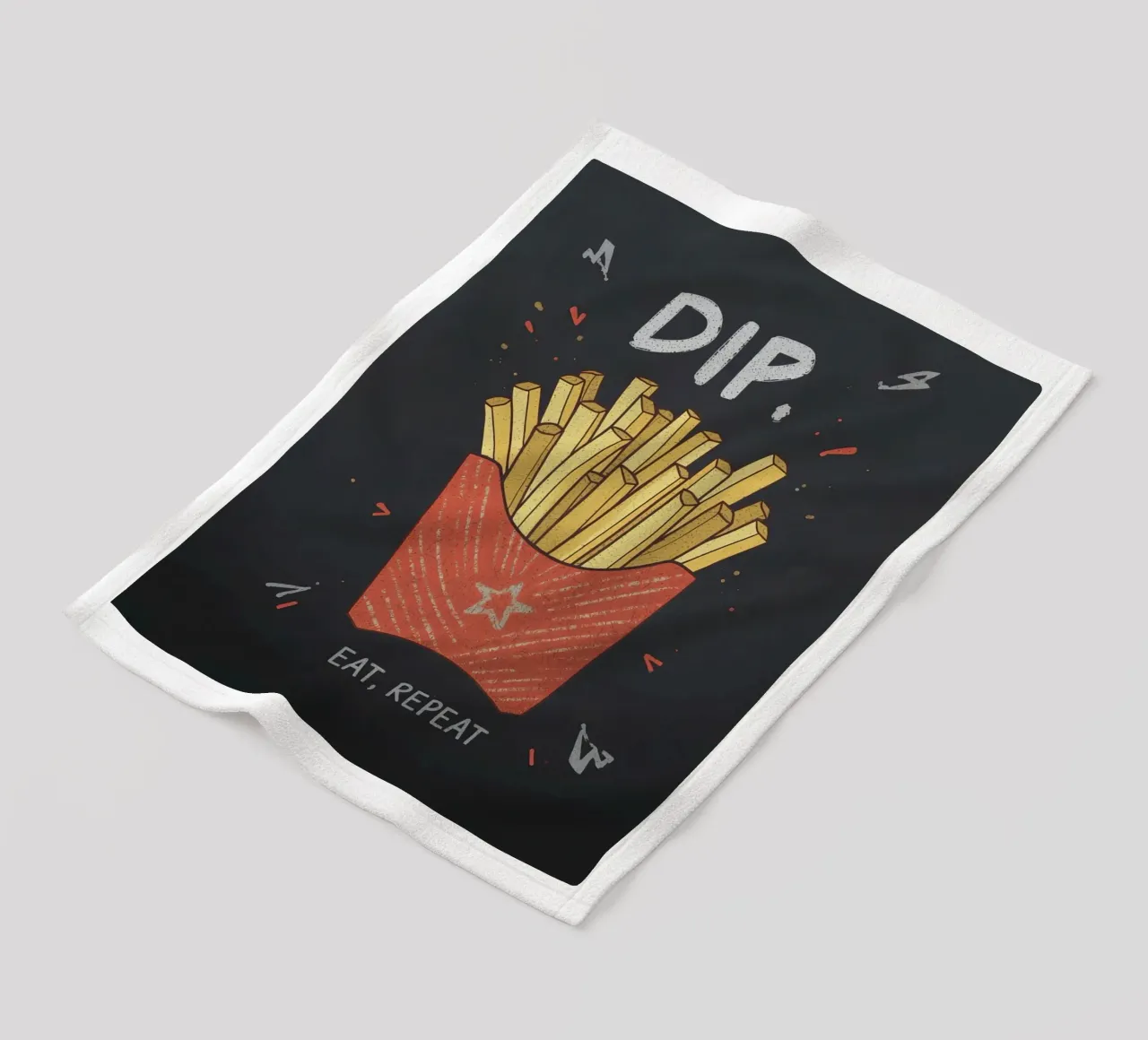 Patate fritte "DIP, EAT, REPEAT". coperta in pile da DesignDoodle
